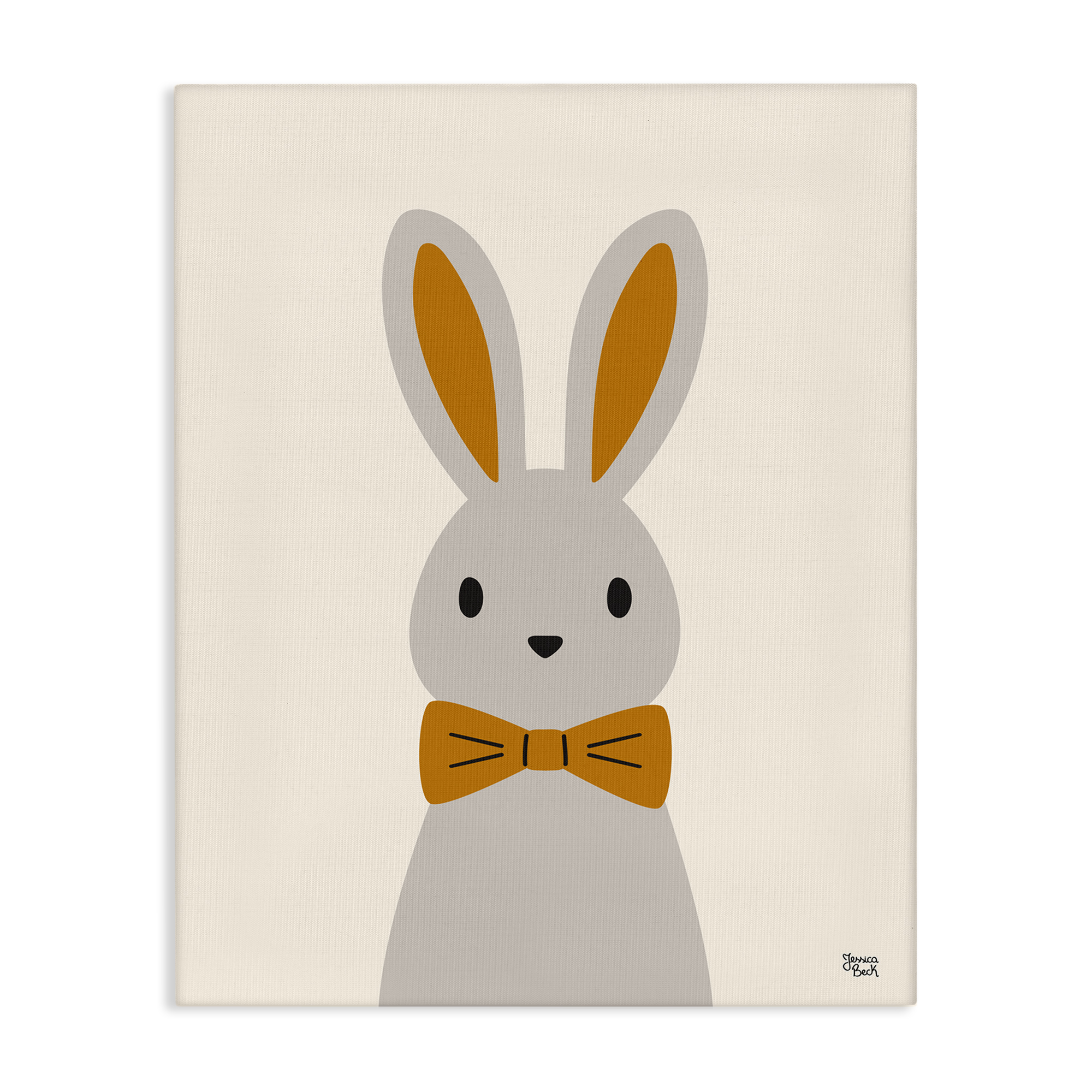 Stupell Industries Simple Rabbit with Bowtie Animals Painting Wrapped Canvas Art Print Wall Art, 36 x 48