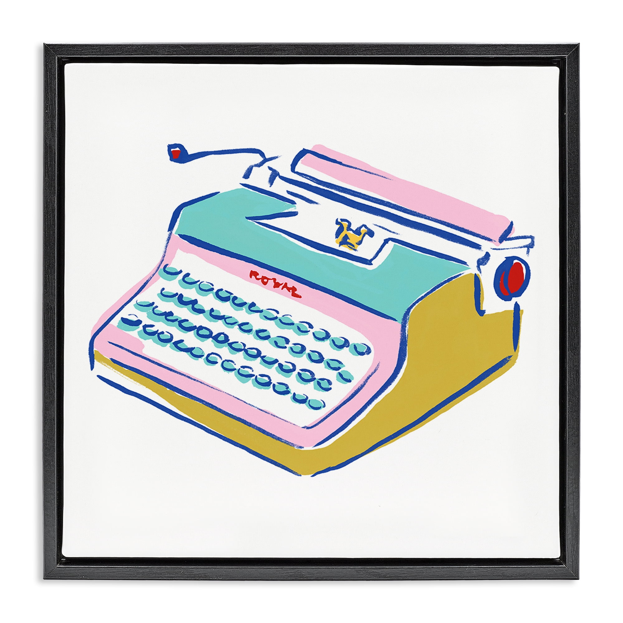 Stupell Industries Simple Retro Typewriter Novelty Painting Black Floater Framed Art Print Wall Art, 18 x 18