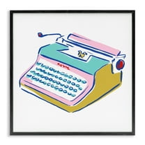 Stupell Industries Simple Retro Typewriter Novelty Painting Black Framed Art Print Wall Art, 12 x 12