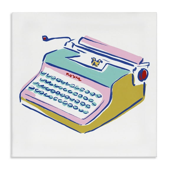 Stupell Industries Simple Retro Typewriter Novelty Painting Gallery Wrapped Canvas Art Print Wall Art, 17 x 17