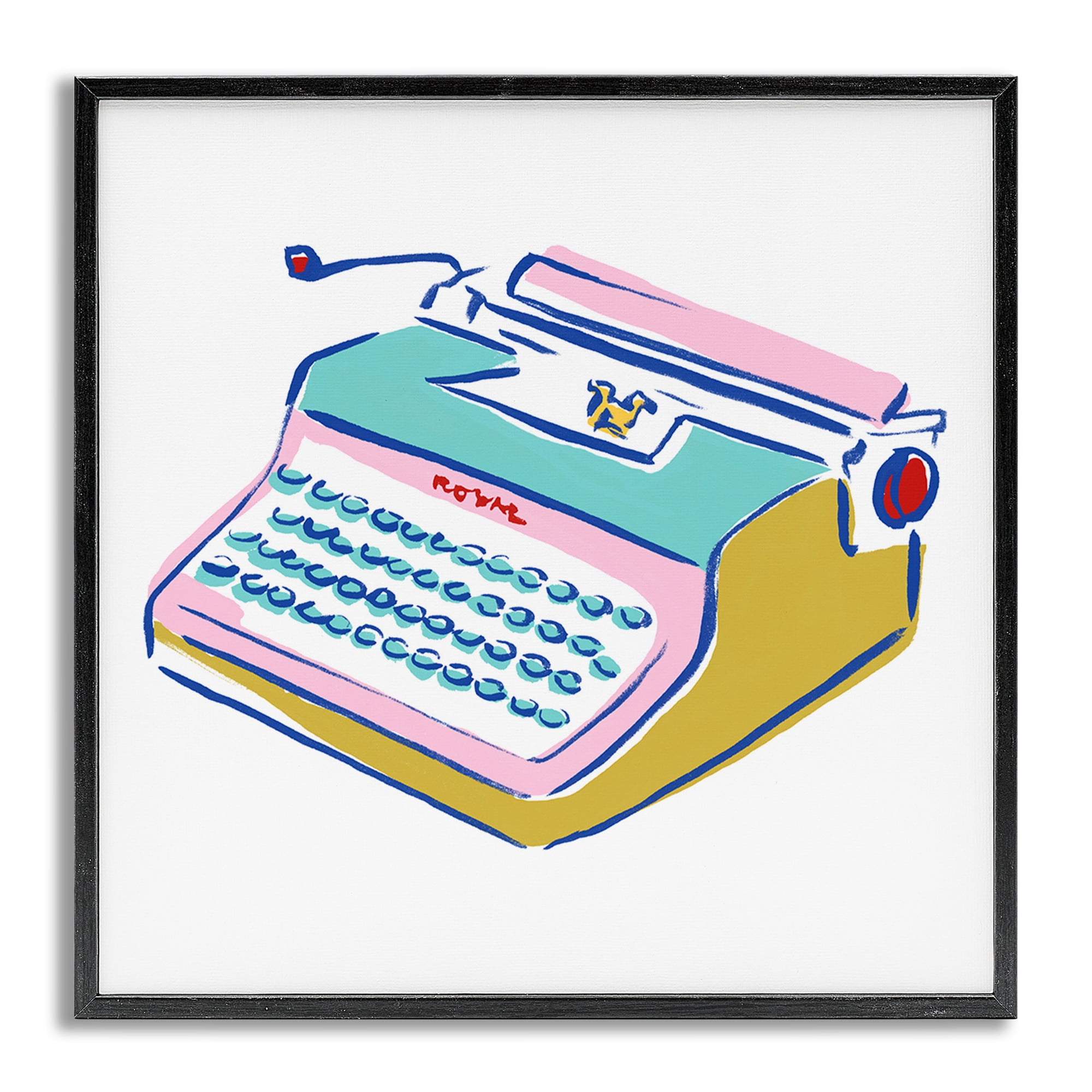 Stupell Industries Simple Retro Typewriter Novelty Painting Gray Framed Art Print Wall Art, 12 x 12