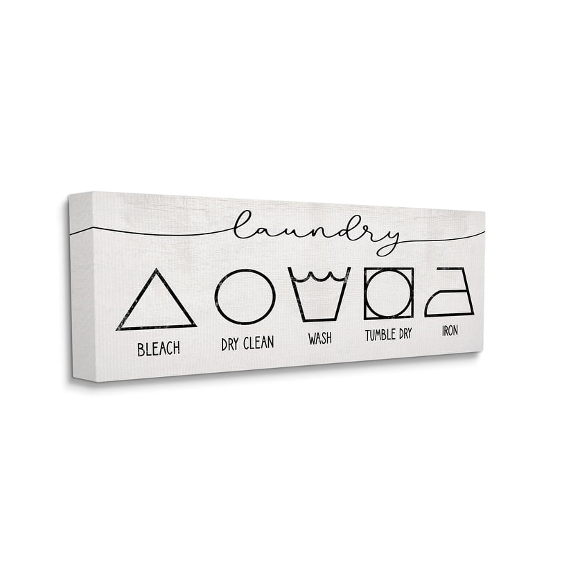 Stupell Industries Simple Rustic Laundry Symbol Guide Clean Home Canvas Wall Art, 13 x 30, Design by Daphne Polselli