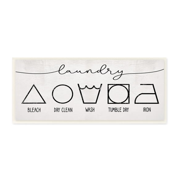 Stupell Industries Simple Rustic Laundry Symbol Guide Clean Home Wall Plaque, 7 x 17, Design by Daphne Polselli