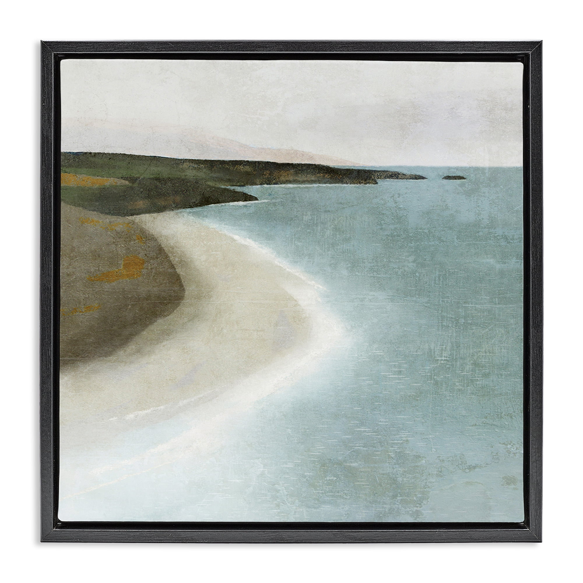 Stupell Industries Simple Serene Coastline Landscape Painting Black Floater Framed Canvas Art Print Wall Art, 25 x 25