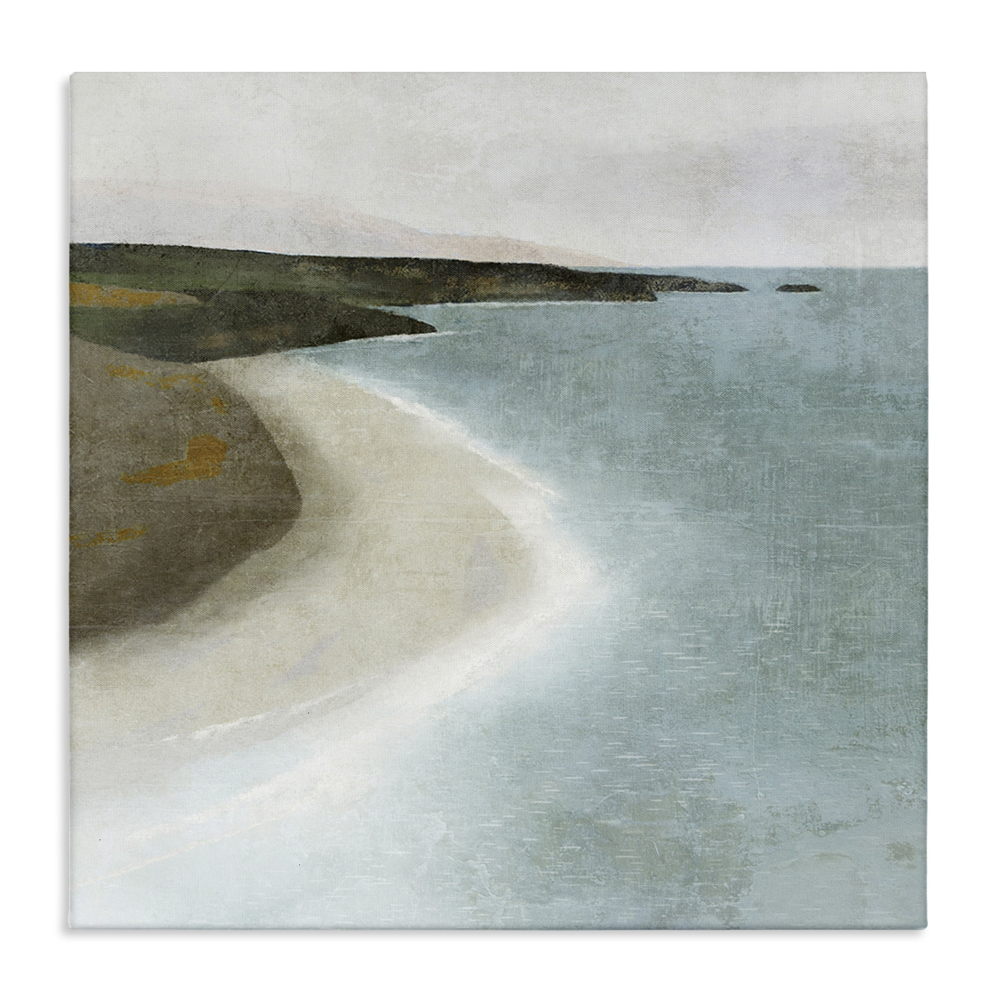 Stupell Industries Simple Serene Coastline Landscape Painting Gallery Wrapped Canvas Art Print Wall Art, 24 x 24