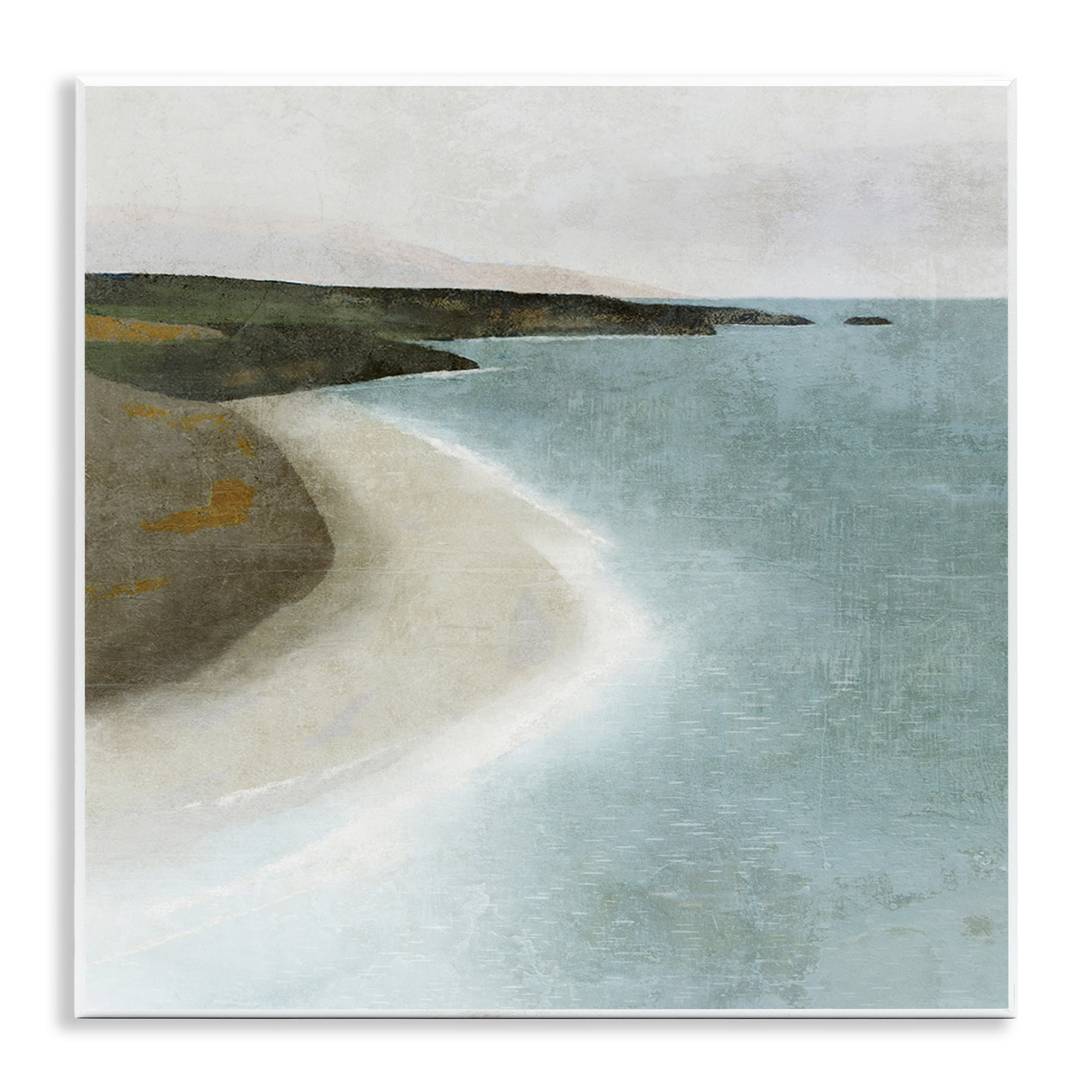 Stupell Industries Simple Serene Coastline Landscape Painting Unframed Art Print Wall Art, 12 x 12