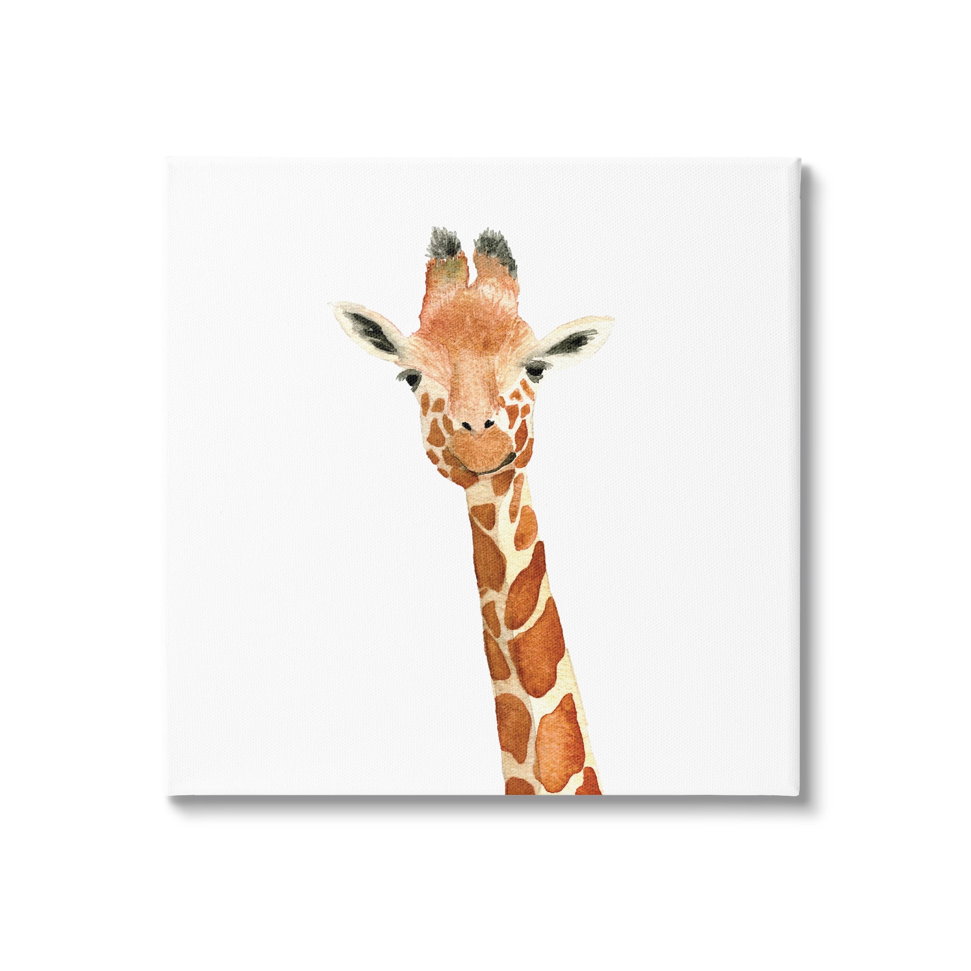Stupell Industries Simple Smiling Giraffe Head Animal Portrait Canvas Wall Art, 30 x 30, Design by Amanda Houston