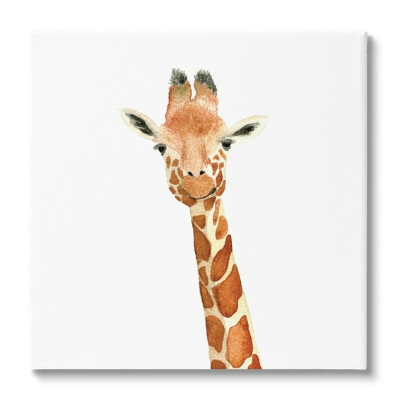 Stupell Industries Simple Smiling Giraffe Head Animal Portrait Canvas Wall Art, 36 x 36, Design by Amanda Houston