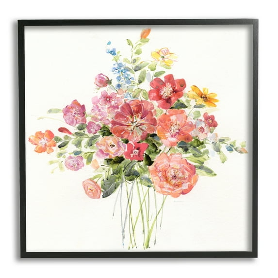 Stupell Industries Simple Spring Blossoms Botanical & Floral Painting Black Framed Art Print Wall Art, 12 x 12