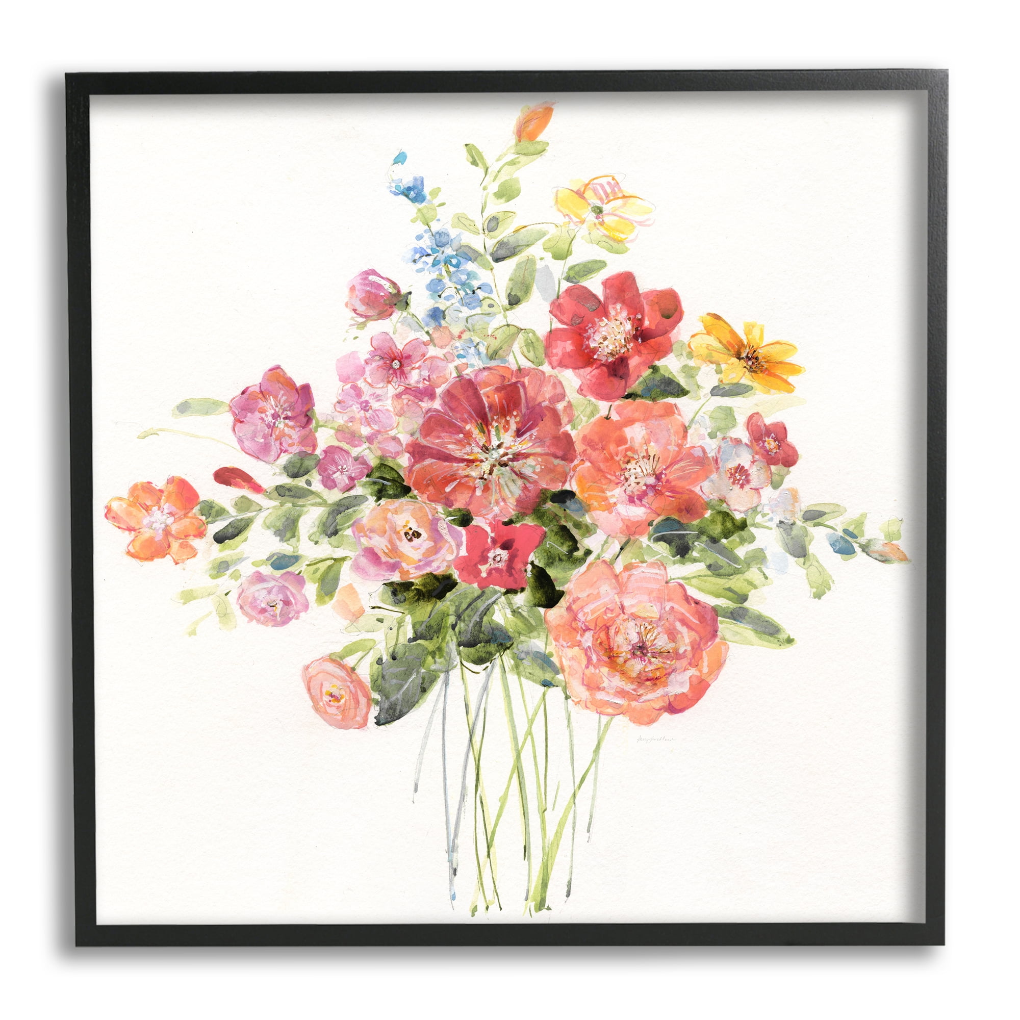Stupell Industries Simple Spring Blossoms Botanical & Floral Painting Black Framed Art Print Wall Art, 24 x 24