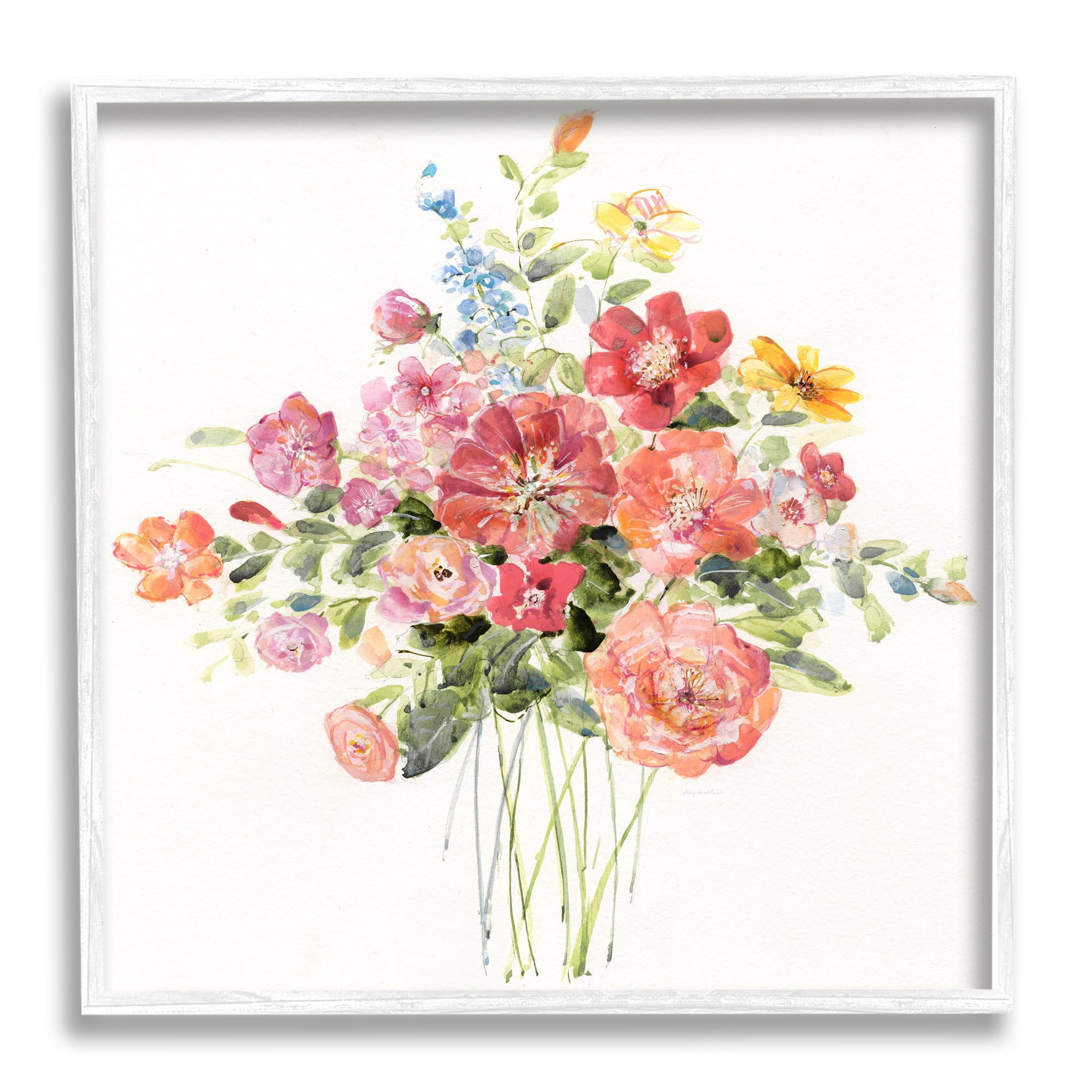 Stupell Industries Simple Spring Blossoms Botanical & Floral Painting White Framed Art Print Wall Art, 24 x 24