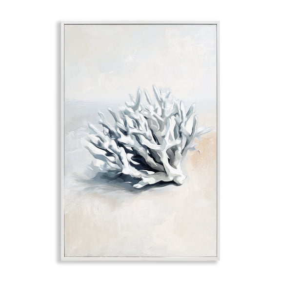 Stupell Industries Simple Staghorn Coral Animals Painting White Framed Art Print Wall Art, 20 x 30