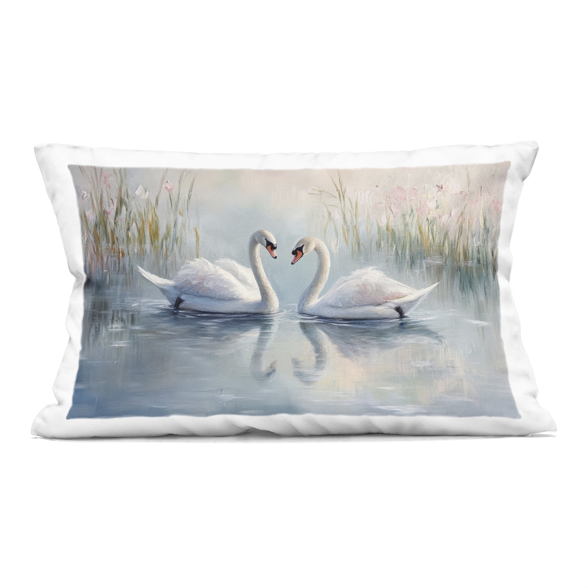 Stupell Industries Simple Swan Reflections Decorative Printed Throw Pillow, design by Petal Prints Design, 14 x 7 x 20