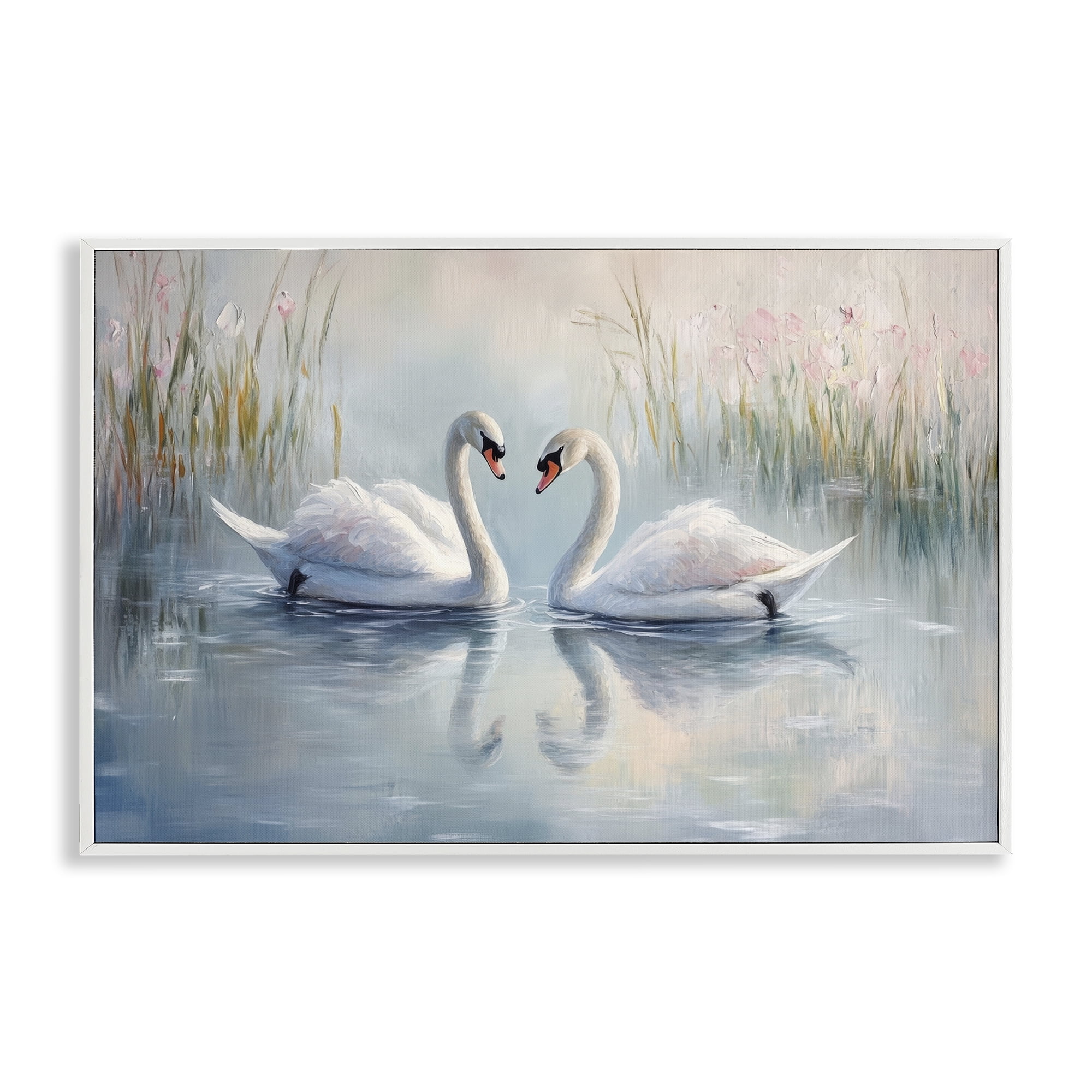 Stupell Industries Simple Swan Reflections White Framed Giclee Art, design by Petal Prints Design