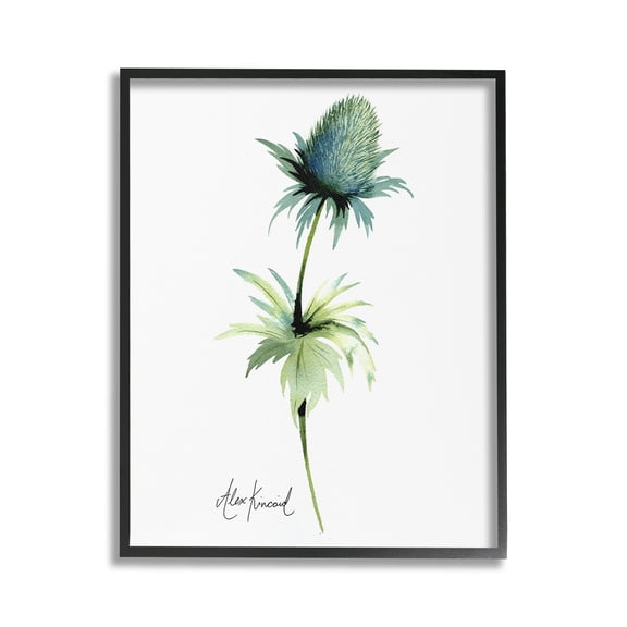 Stupell Industries Simple Thistle Plant Botanical & Floral Painting Black Framed Art Print Wall Art, 16 x 20