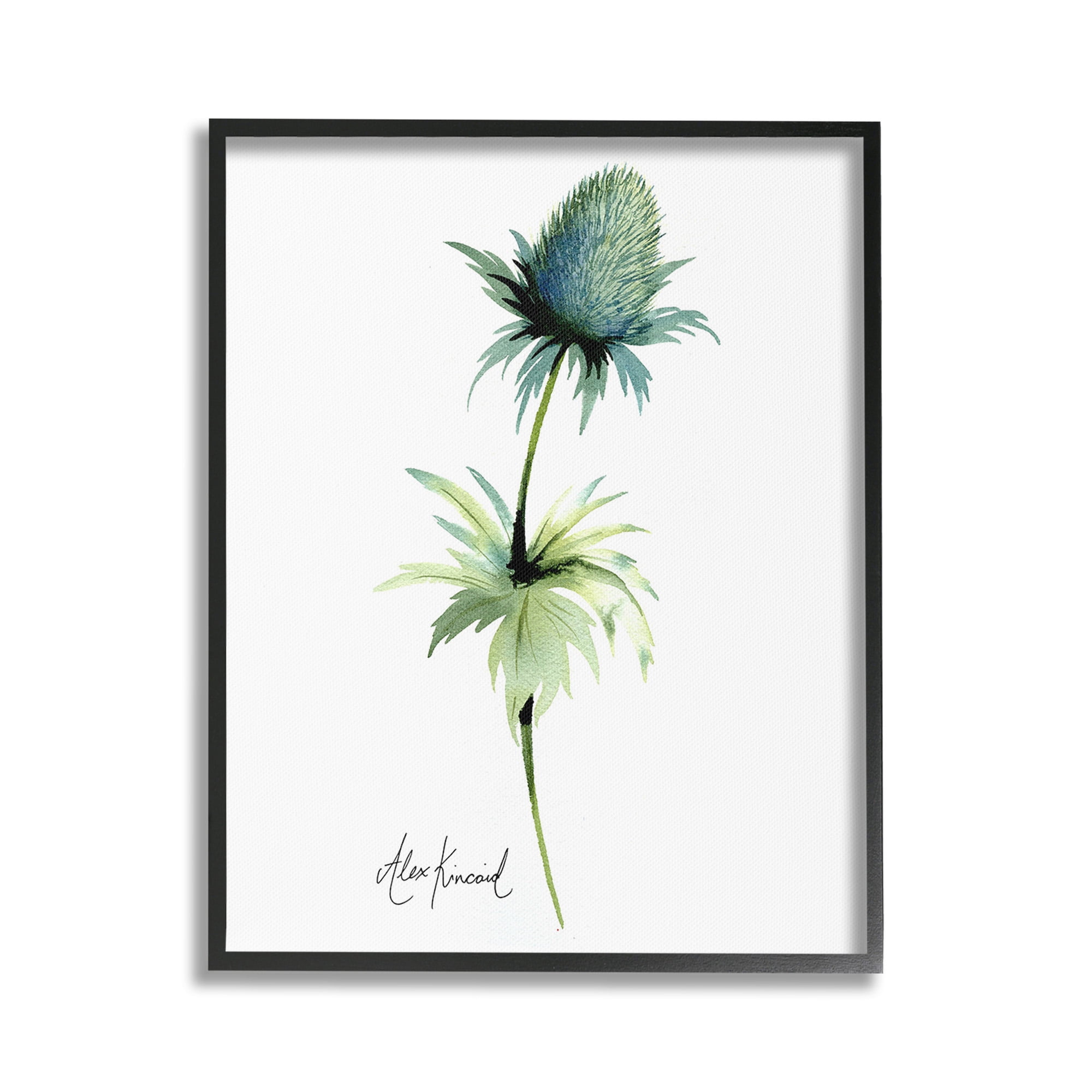 Stupell Industries Simple Thistle Plant Botanical & Floral Painting Black Framed Art Print Wall Art, 24 x 30
