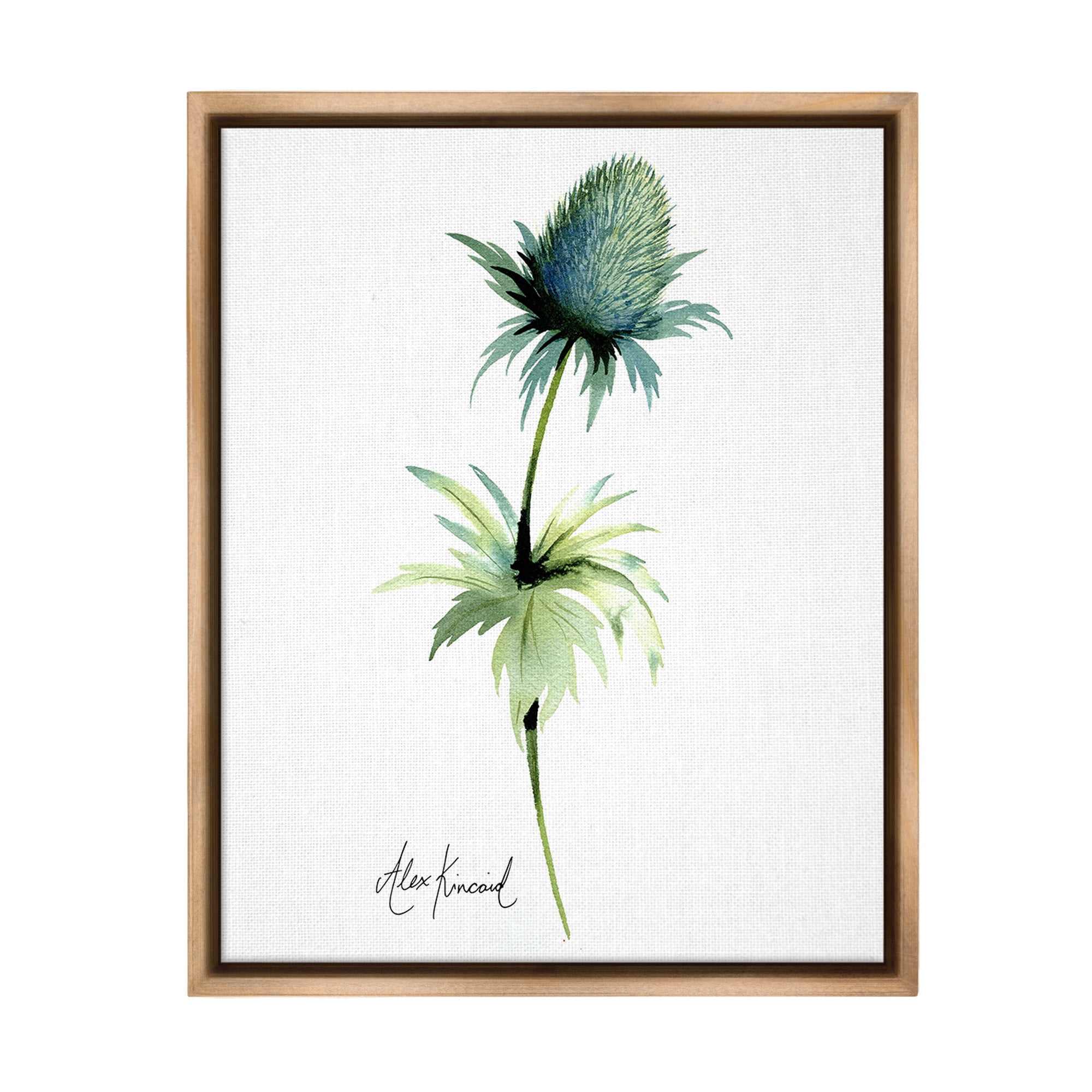 Stupell Industries Simple Thistle Plant Botanical & Floral Painting Brown Floater Framed Canvas Art Print Wall Art, 25 x 31