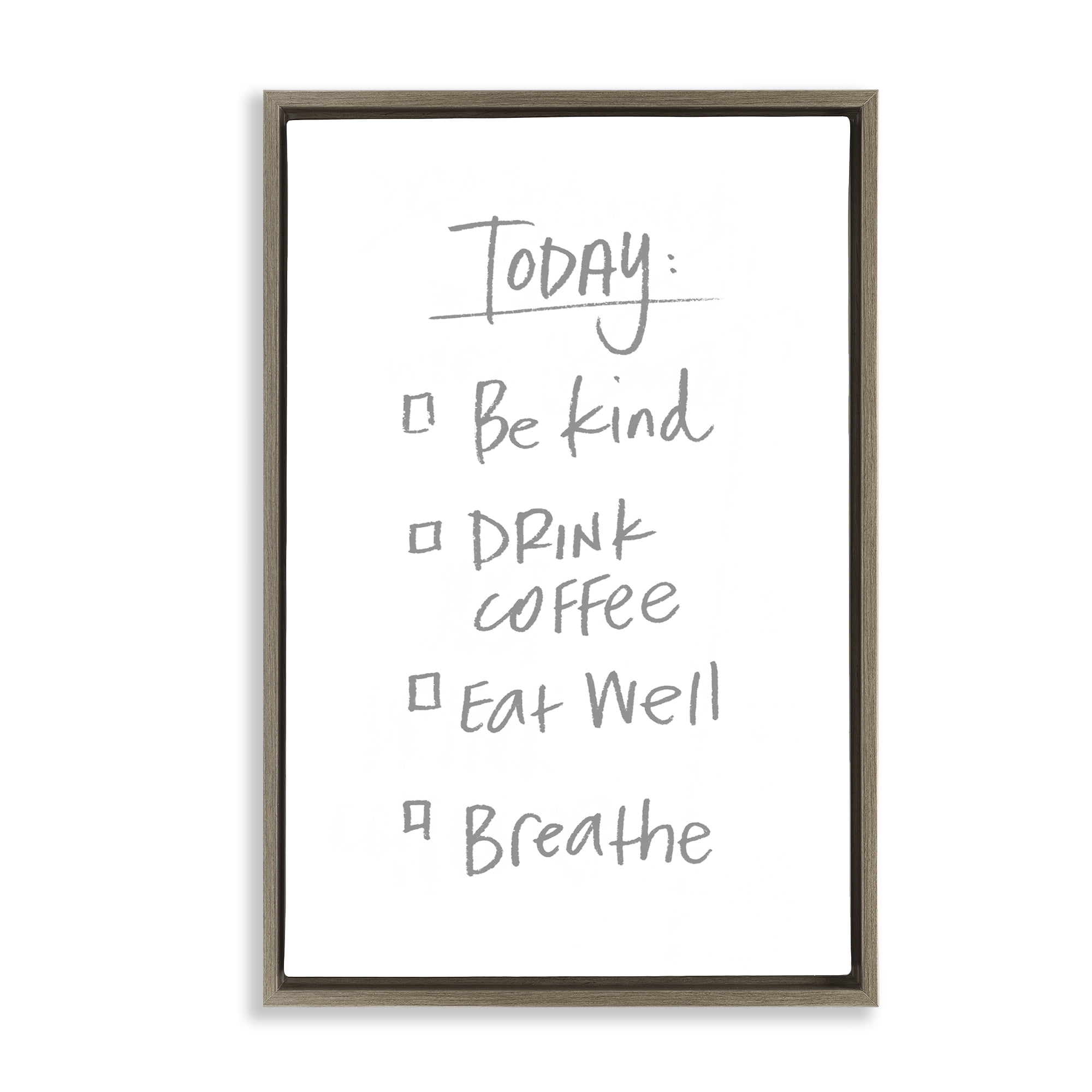 Stupell Industries Simple Today's Checklist Brown Framed Floater Canvas Wall Art, design by SD Graphics Studio