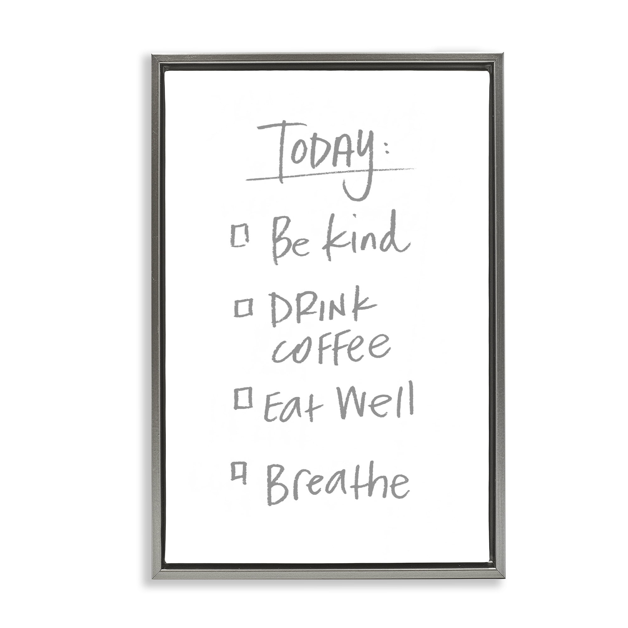 Stupell Industries Simple Today's Checklist Gray Framed Floater Canvas Wall Art, design by SD Graphics Studio