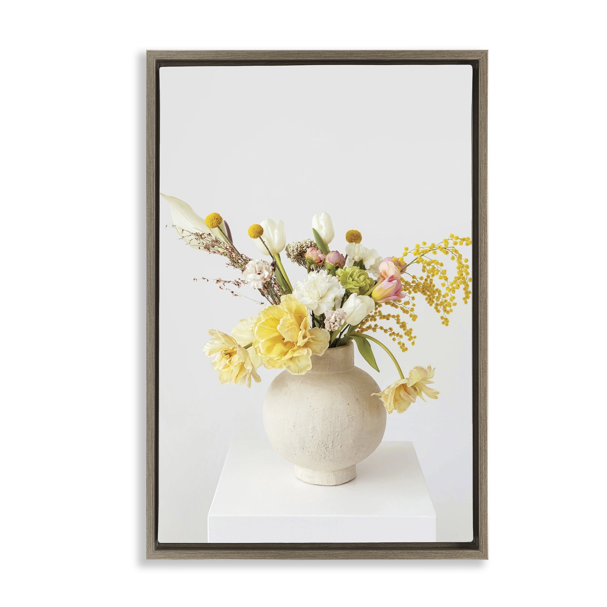 Stupell Industries Simple Vase Photography Botanical & Floral Photography Brown Floater Framed Art Print Wall Art, 17 x 25