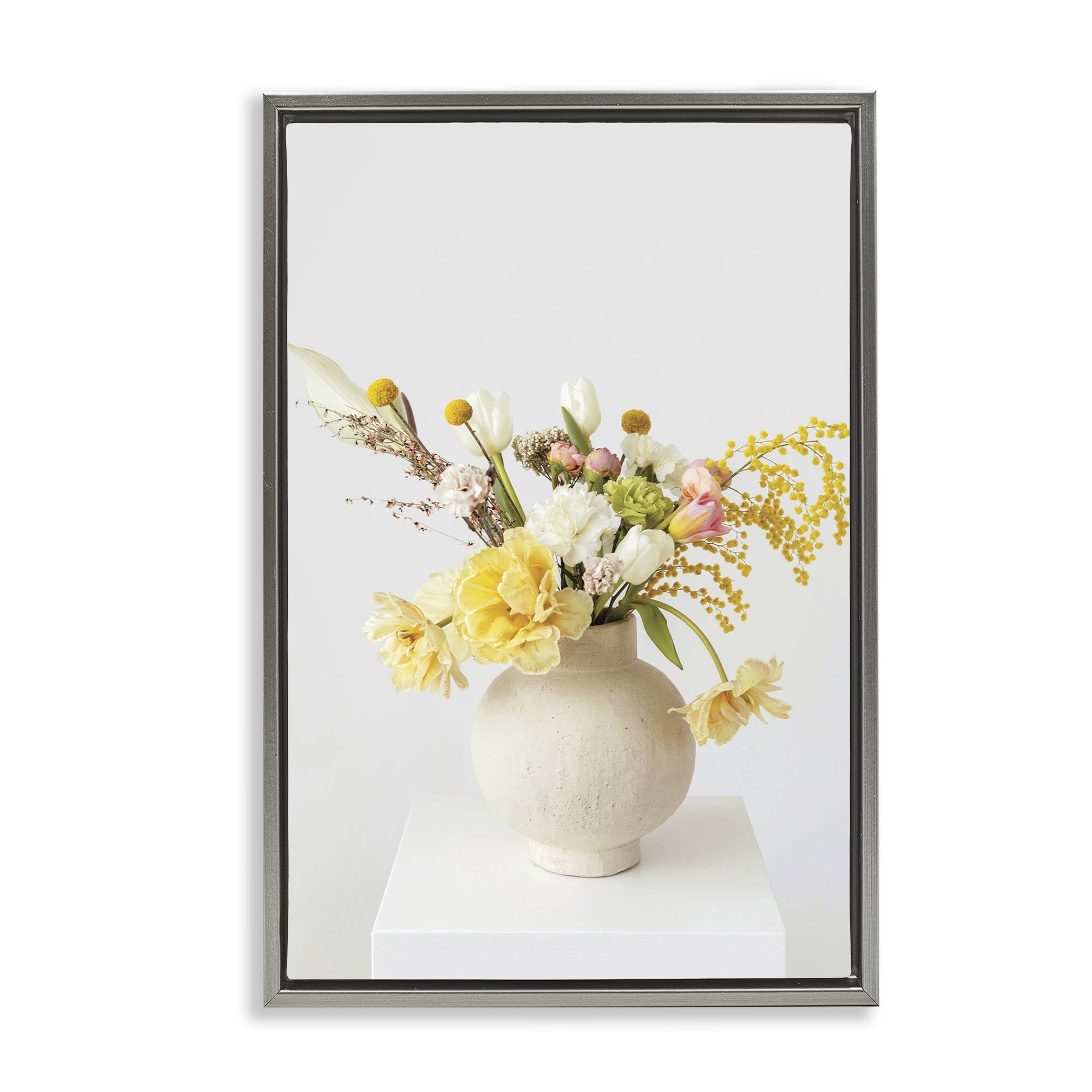 Stupell Industries Simple Vase Photography Botanical & Floral Photography Gray Floater Framed Art Print Wall Art, 21 x 31
