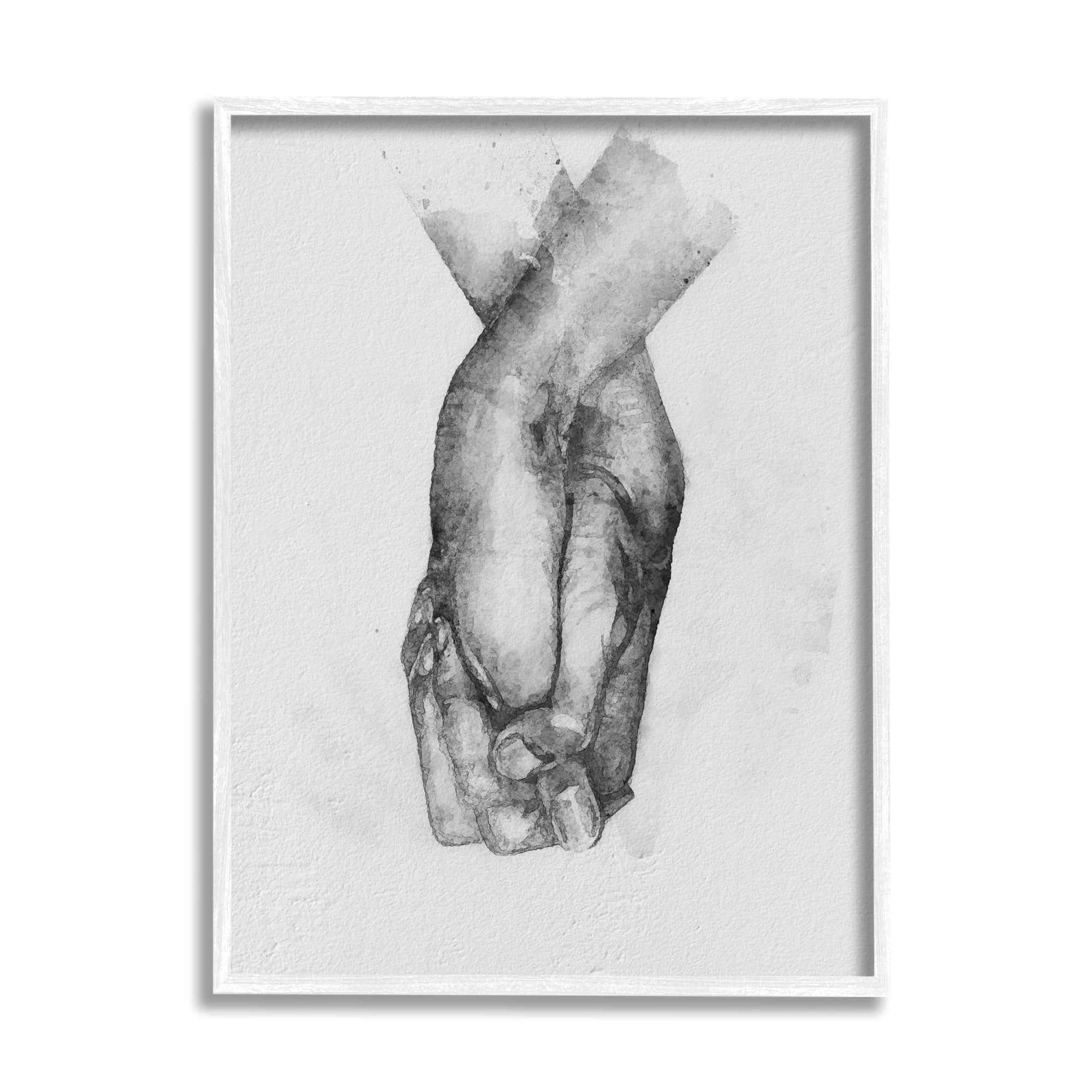 Simple Vintage Black & White Hand Holding Illustration Novelty Drawing Print Framed Art Print Wall Art