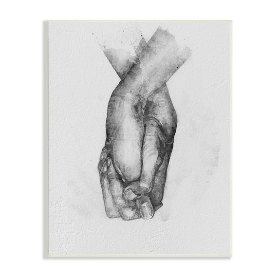 Stupell Industries Simple Vintage Black & White Hand Holding Illustration Wood Wall Art, 13 x 19, Design by Ros Ruseva