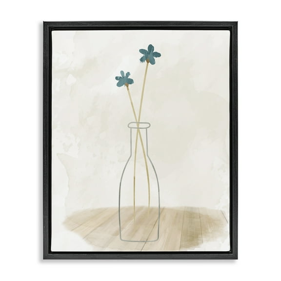Stupell Industries Simple Watercolor Vase Botanical & Floral Painting Black Floater Framed Art Print Wall Art, 17 x 21