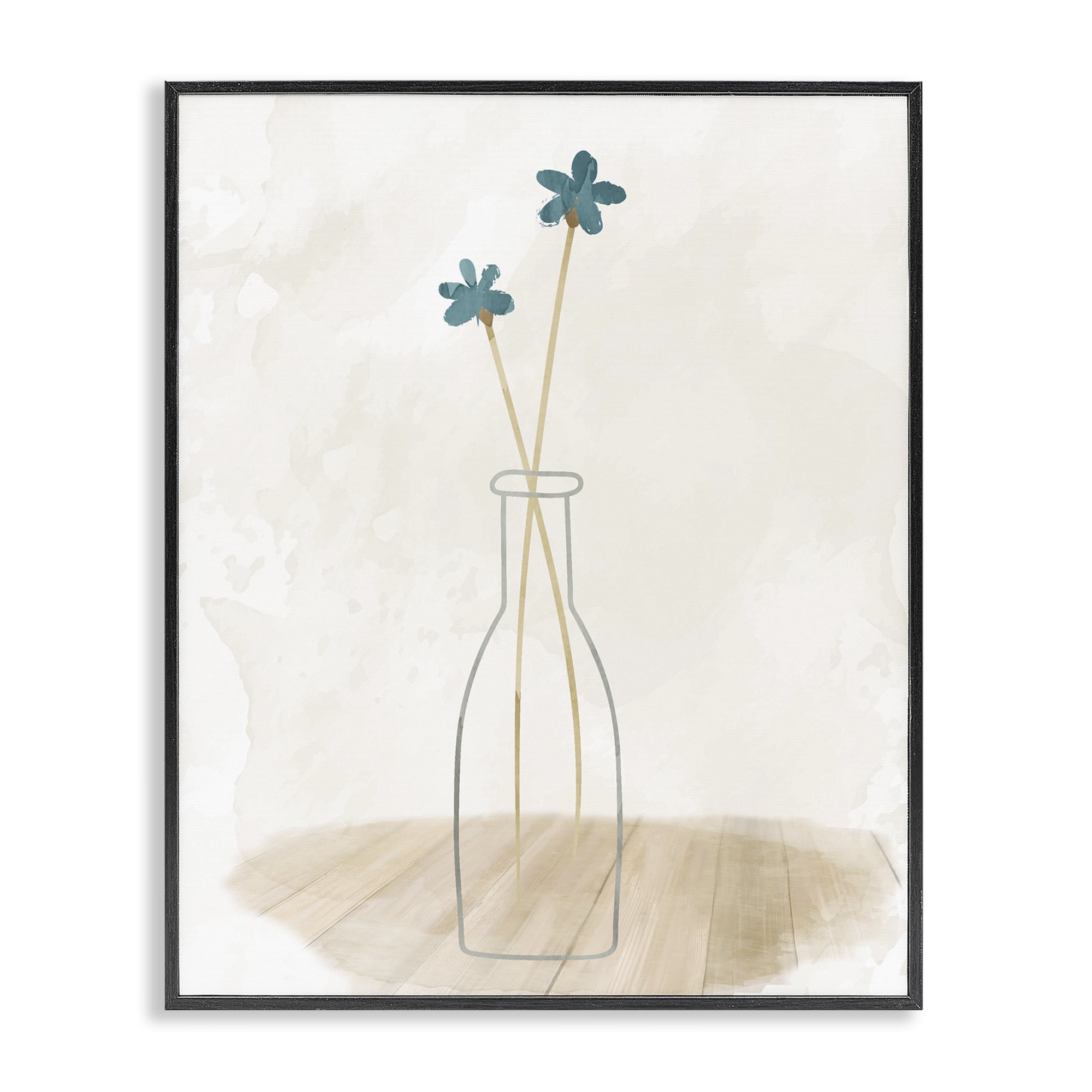 Stupell Industries Simple Watercolor Vase Botanical & Floral Painting Black Framed Art Print Wall Art, 11 x 14