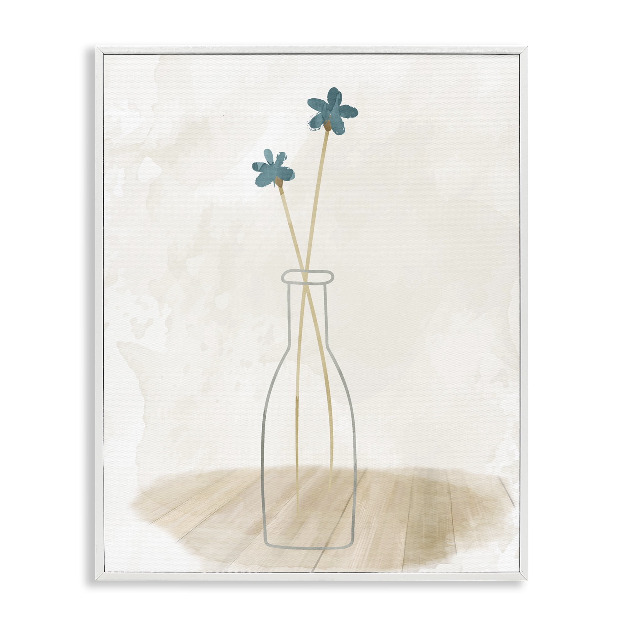 Stupell Industries Simple Watercolor Vase Botanical & Floral Painting White Framed Art Print Wall Art, 11 x 14