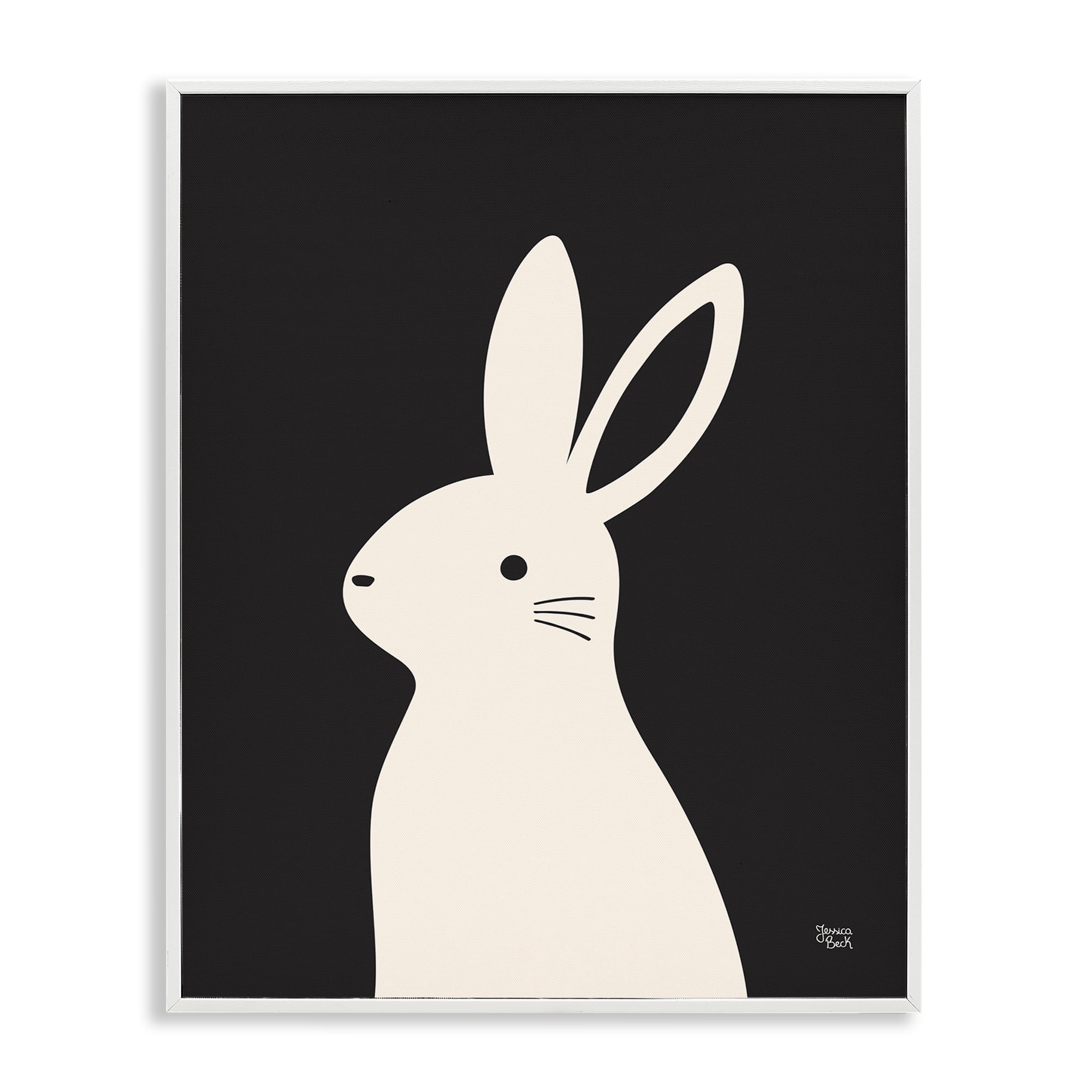 Stupell Industries Simple White Bunny Animals Painting White Framed Art Print Wall Art, 16 x 20