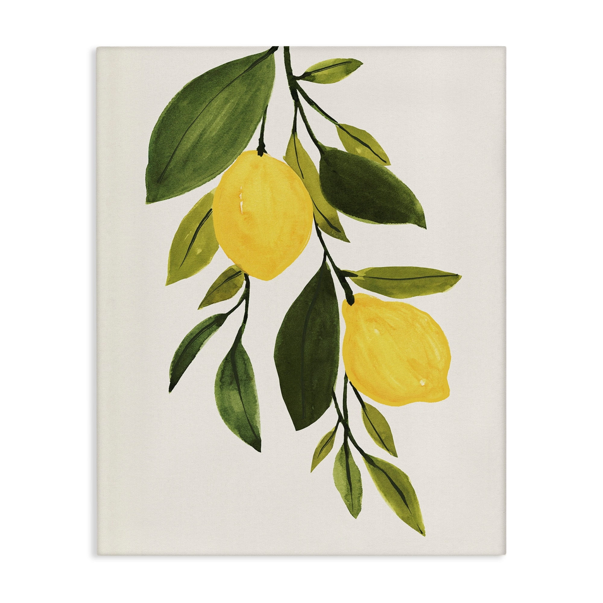 Stupell Industries Simple Yellow Country Lemon Leaf Citrus Fruit Paintings Gallery-Wrapped Canvas Print Wall Art, 24x30, by Annie Warren