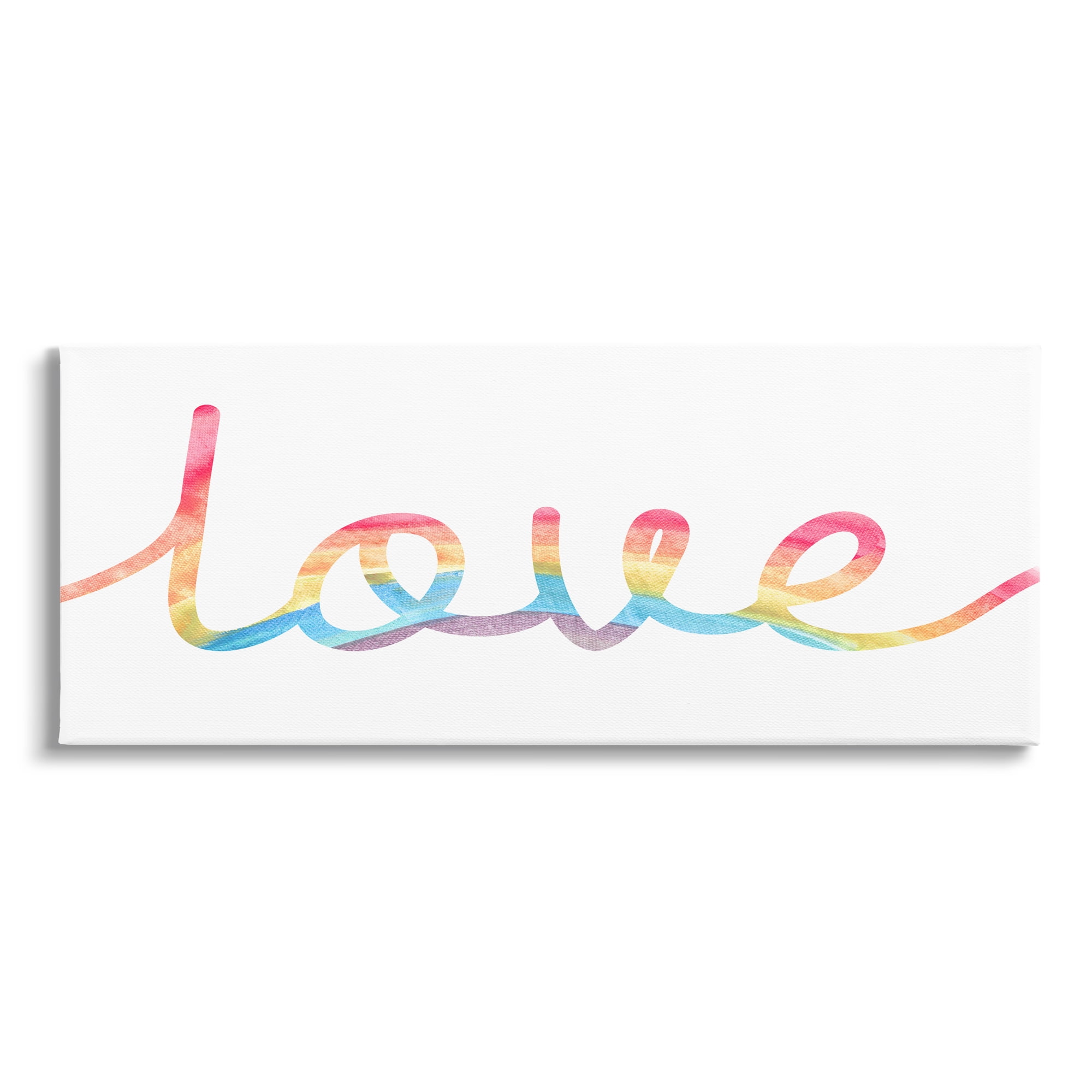Stupell Industries Simplistic Rainbow Love Text Cursive Typography,30 x 13, Design by Daphne Polselli