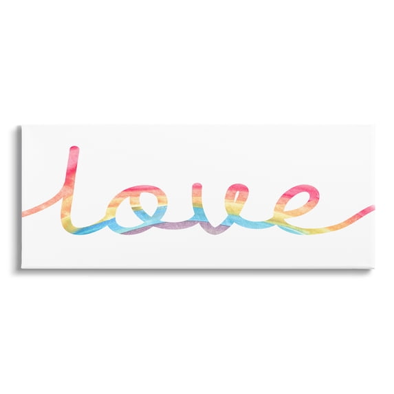 Stupell Industries Simplistic Rainbow Love Text Cursive Typography,30 x 13, Design by Daphne Polselli