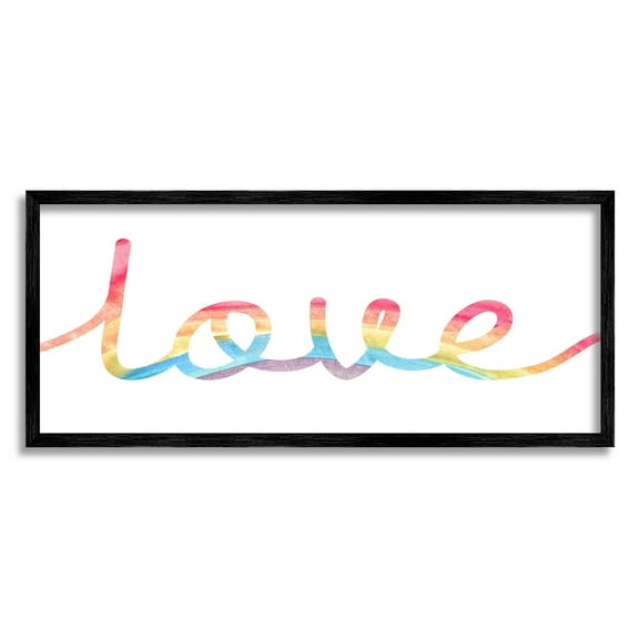 Stupell Industries Simplistic Rainbow Love Text Cursive Typography,30 x 13, Design by Daphne Polselli