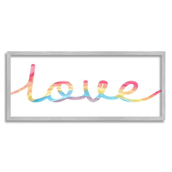 Stupell Industries Simplistic Rainbow Love Text Cursive Typography,30 x 13, Design by Daphne Polselli