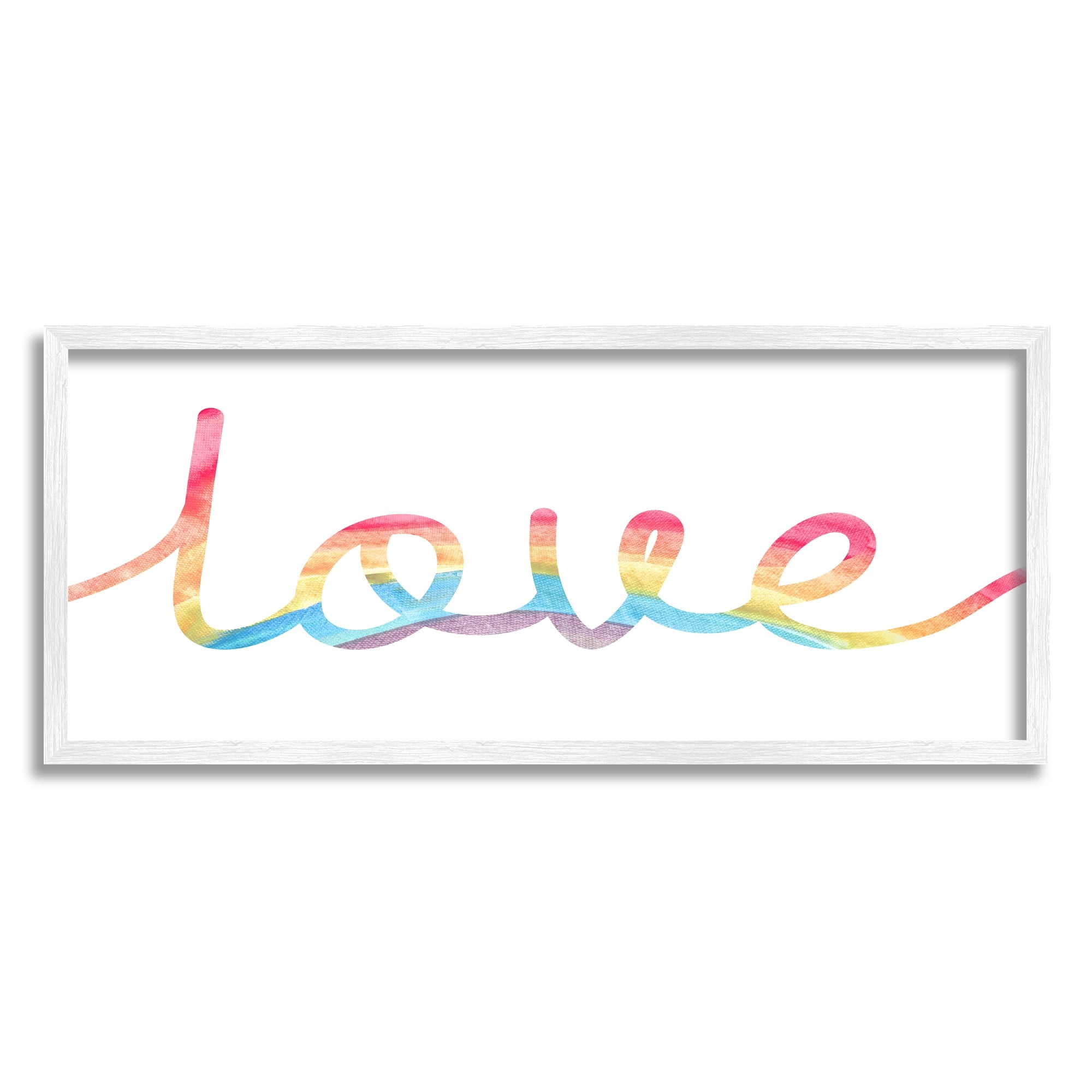 Stupell Industries Simplistic Rainbow Love Text Cursive Typography,30 x 13, Design by Daphne Polselli