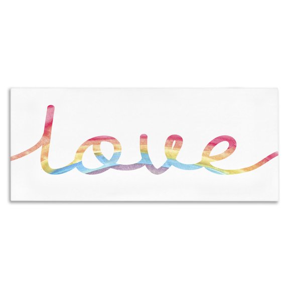 Stupell Industries Eclectic Simplistic Rainbow Love Text Cursive Typography Canvas Art, 48 x 20, by Lil' Rue