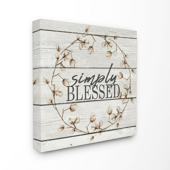 Stupell Industries Simply Blessed Flower Farm Rustic Wood Textured Word Design Canvas Wall Art by Kimberly Allen