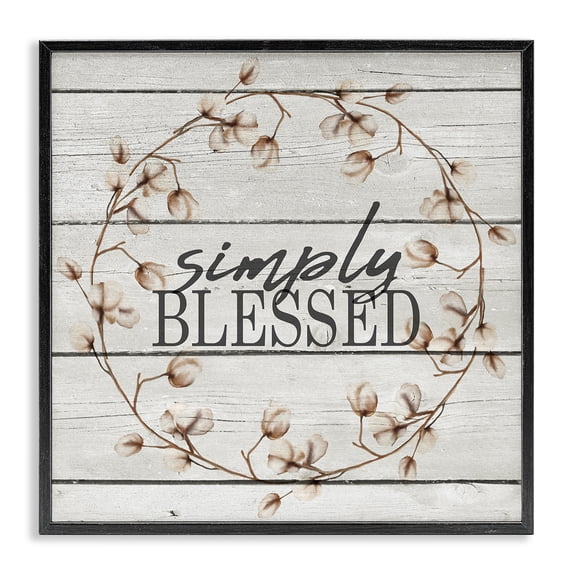 Stupell Industries Simply Blessed Flower Farm Rustic Wood Textured Word Design Framed Giclee Texturized Art by Kimberly Allen