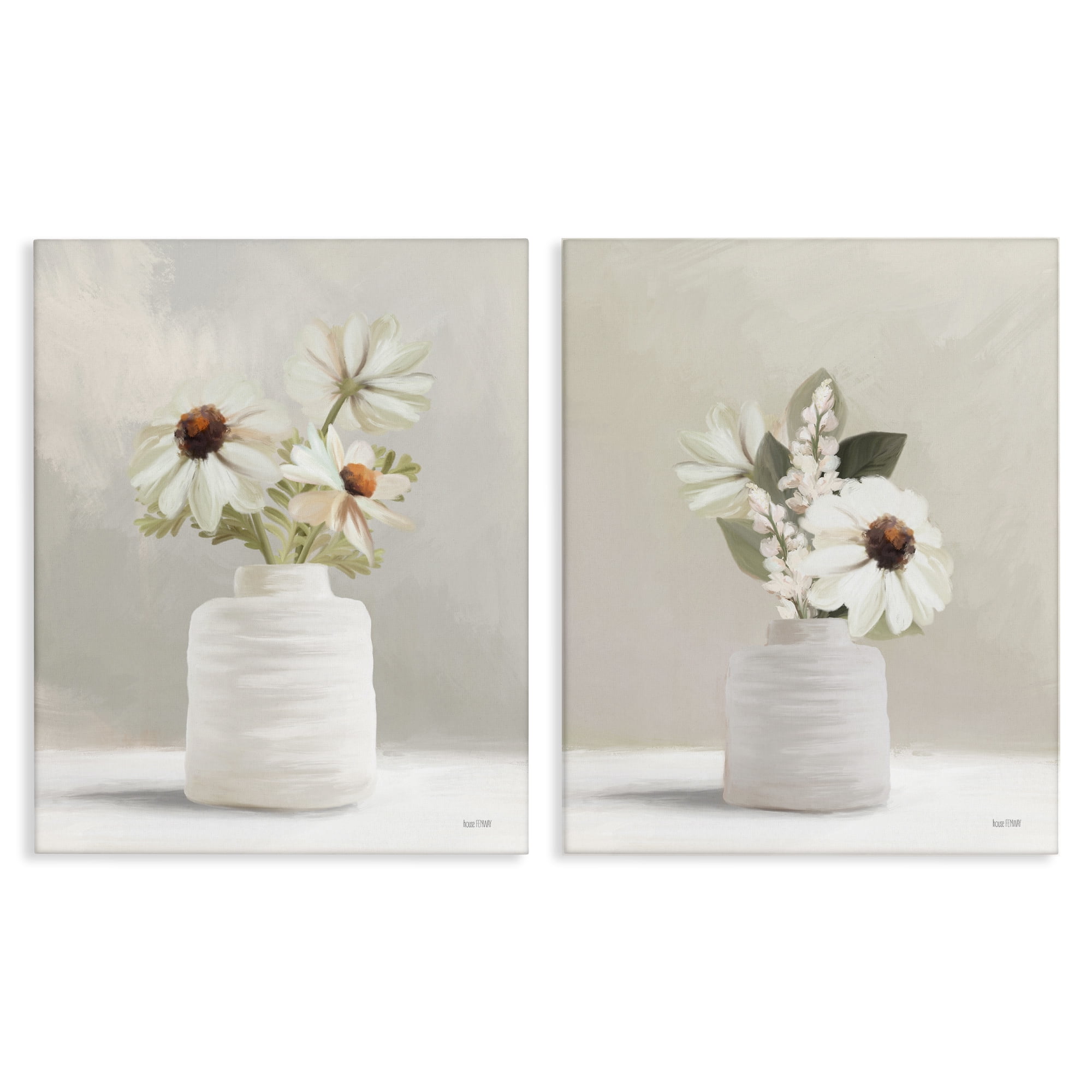 Stupell Industries Simply Elegant Floral Vase Plants & Flowers Painting Wrapped Canvas Art Print Wall Art, 24 x 30, Set of 2