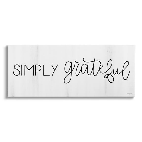 Stupell Industries Simply Grateful Motivational Cursive Typography Phrase Canvas Wall Art, 24 x 10, Design by Imperfect Dust