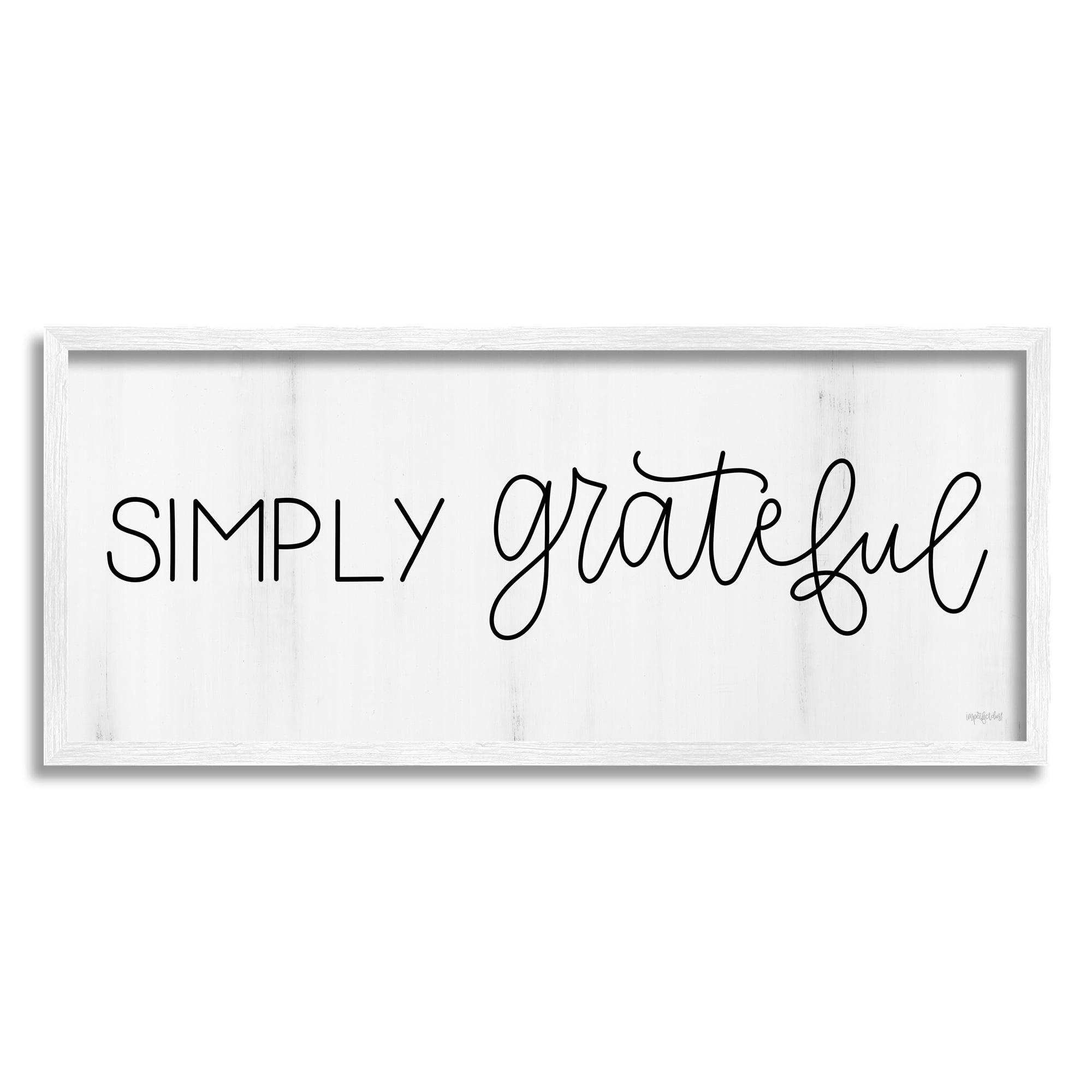 Stupell Industries Simply Grateful Motivational Cursive Typography Phrase Framed Wall Art, 24 x 10, Design by Imperfect Dust