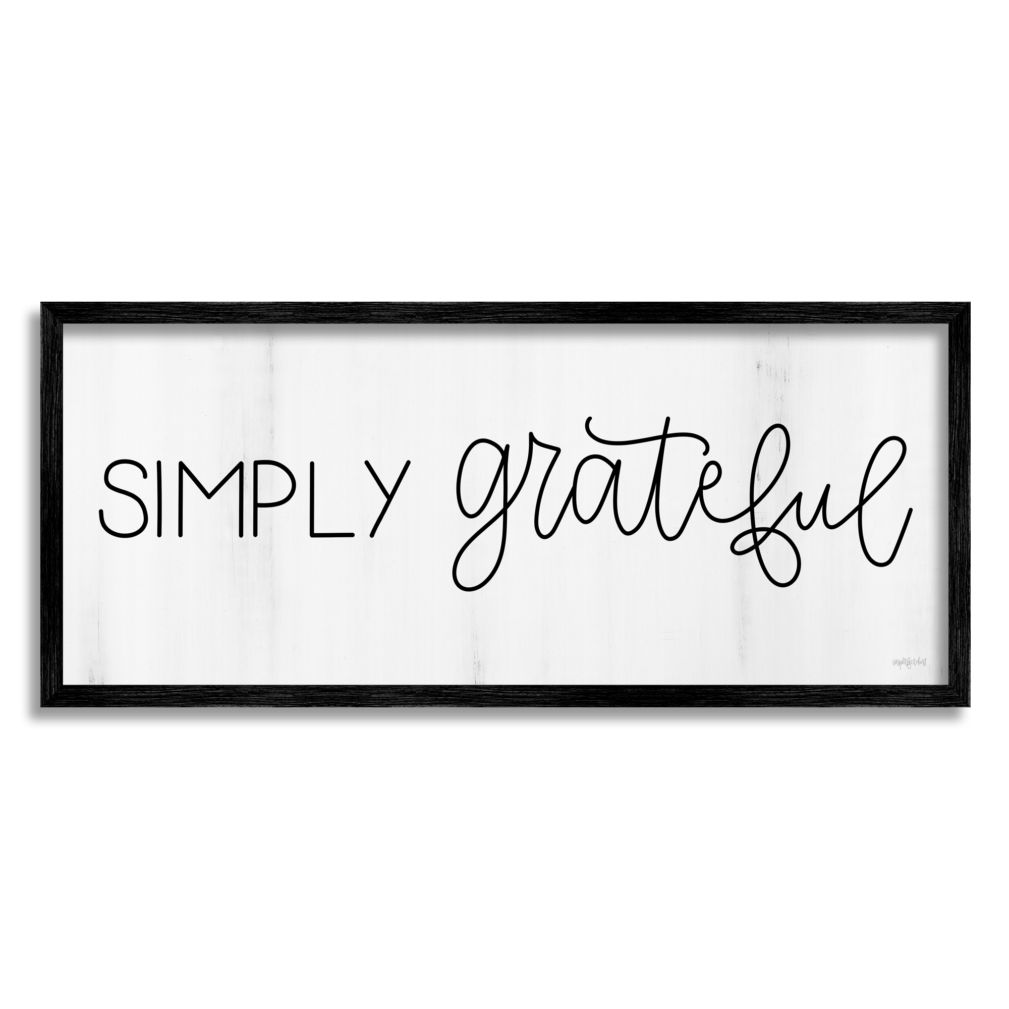 Stupell Industries Simply Grateful Motivational Cursive Typography Phrase Framed Wall Art, 30 x 13, Design by Imperfect Dust