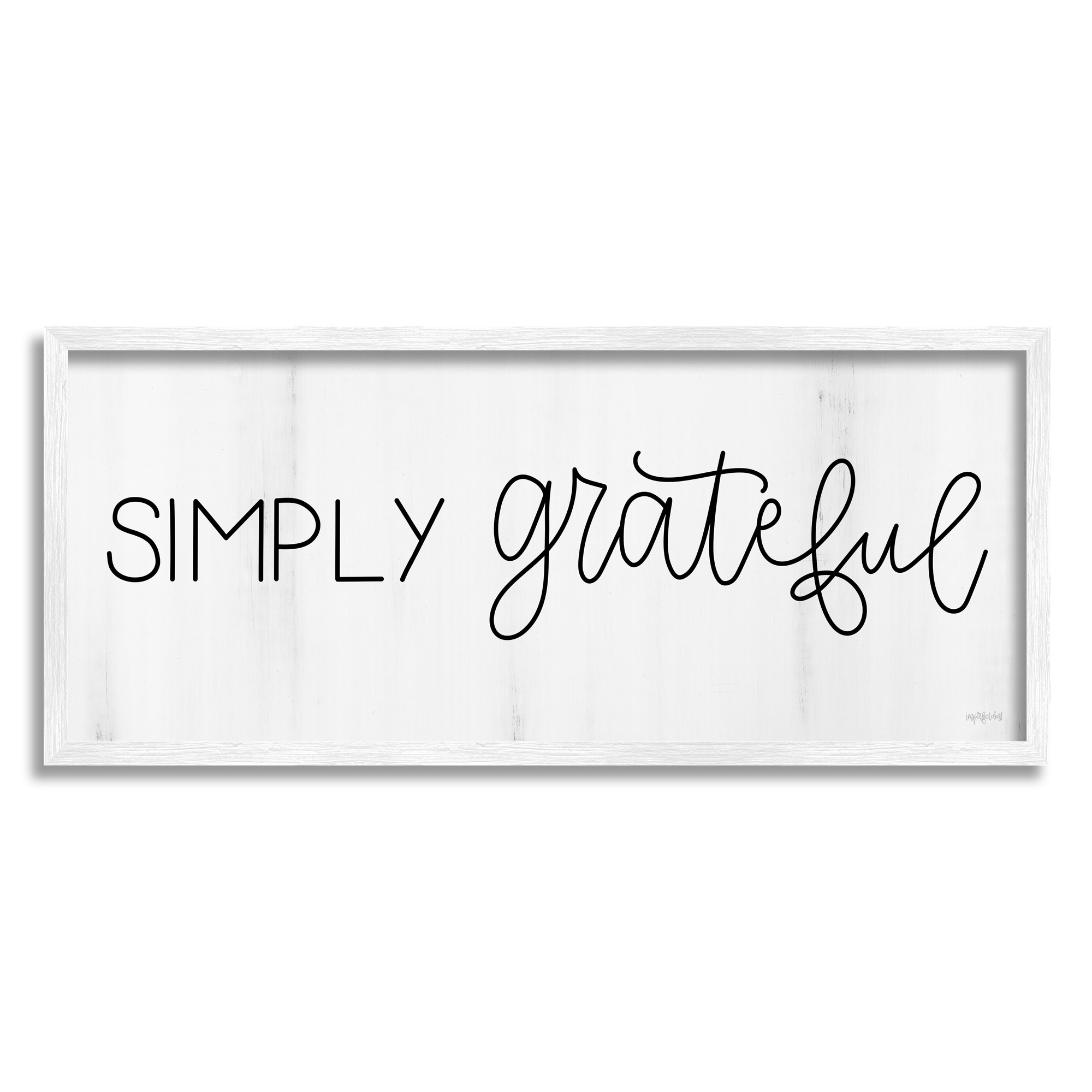 Stupell Industries Simply Grateful Motivational Cursive Typography Phrase Framed Wall Art, 30 x 13, Design by Imperfect Dust