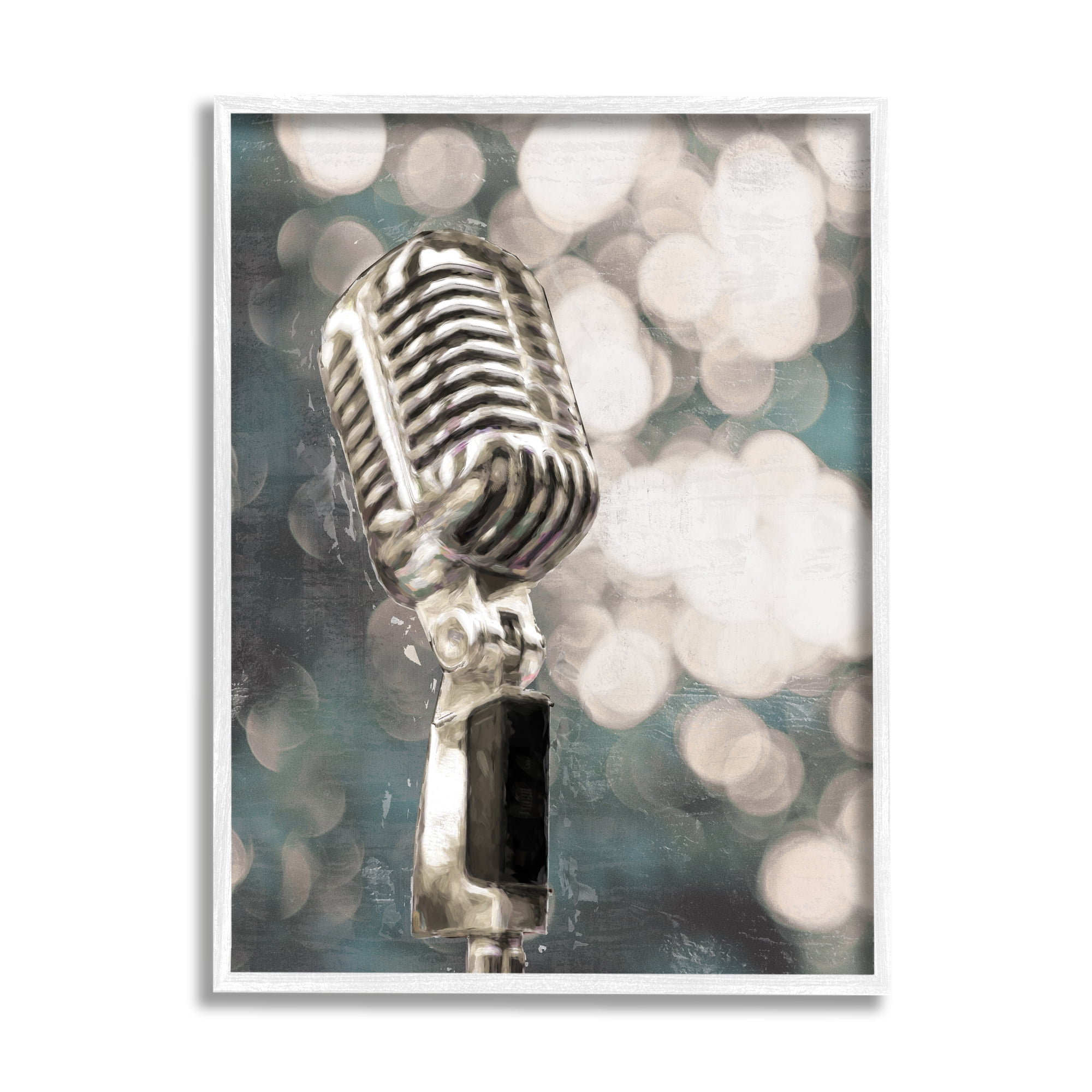 Stupell Industries Singing Microphone Musical Karaoke Mic Bokeh Photography,11 x 14, Design by Cloverfield & Co.