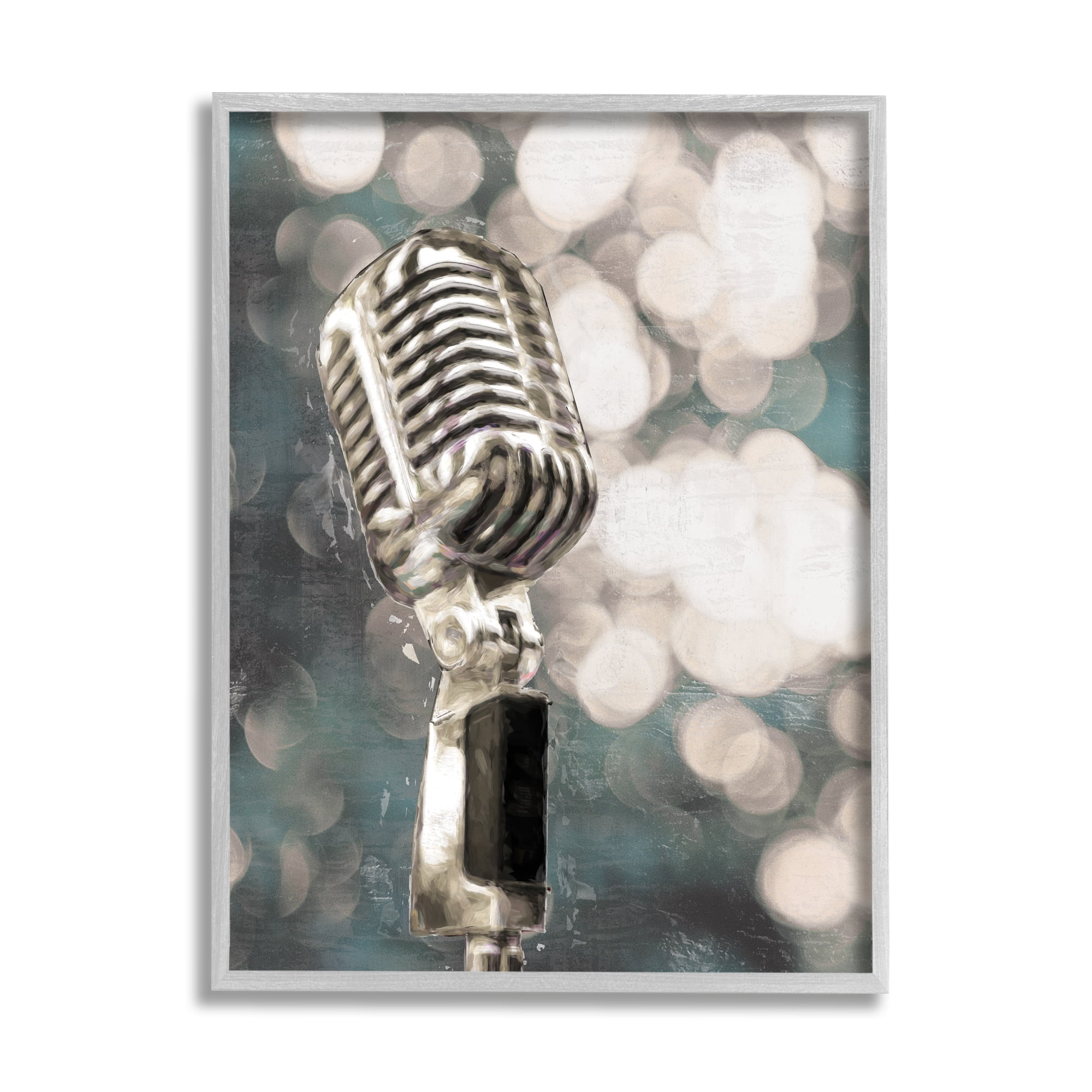 Stupell Industries Singing Microphone Musical Karaoke Mic Bokeh Photography,24 x 30, Design by Cloverfield & Co.
