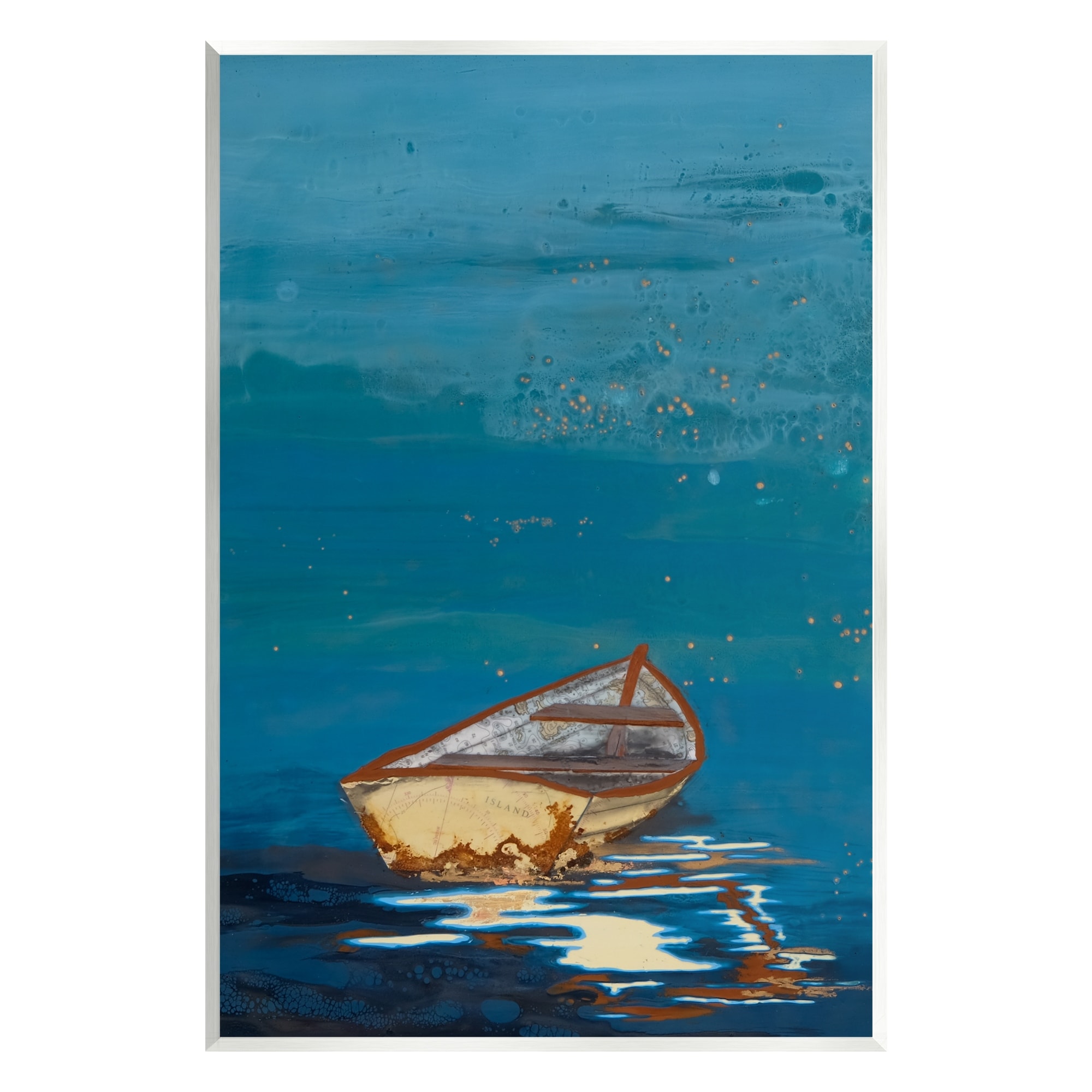 Stupell Industries Single Boat Ocean Surface Layered Marine Collage Painting Unframed Art Print Wall Art, Design by Stacy Gresell