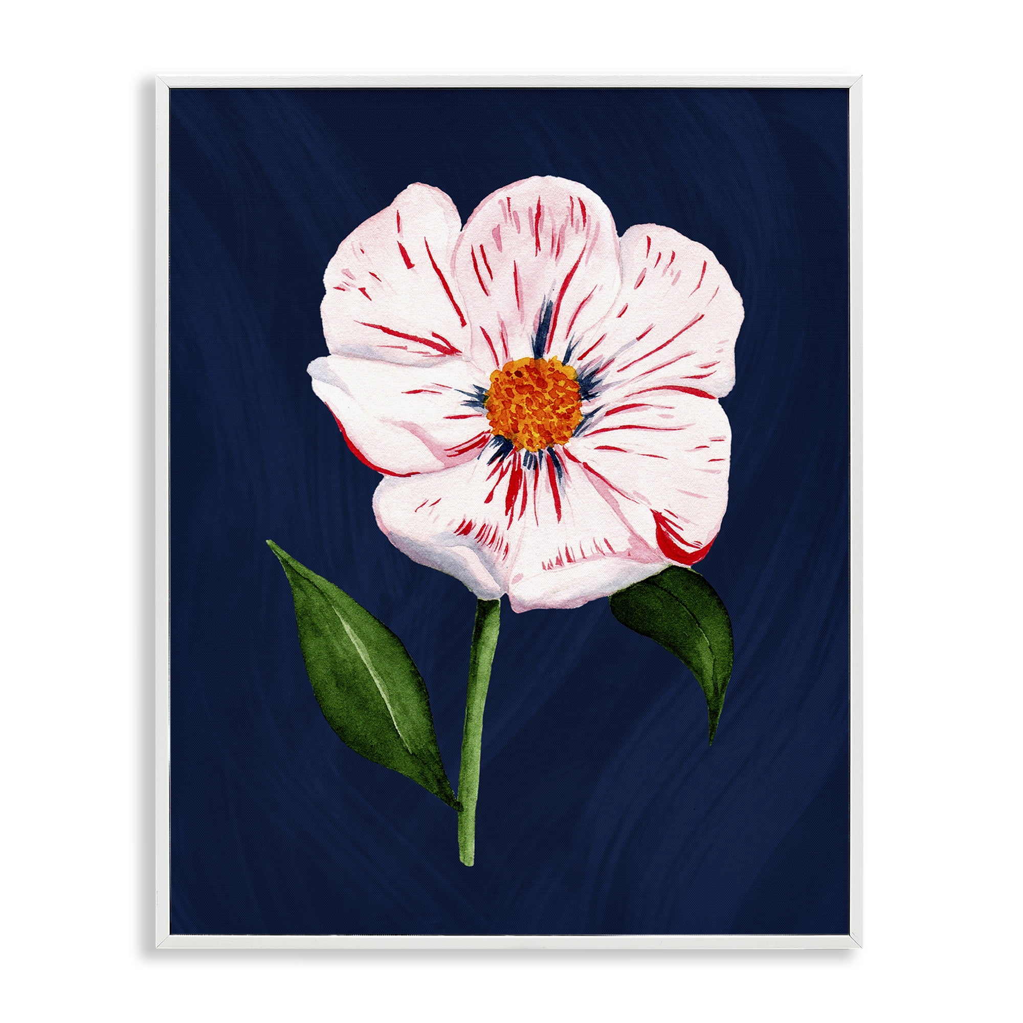 Stupell Industries Single Cherry Blossom Bloom Plants & Flowers Painting White Framed Art Print Wall Art, 24 x 30