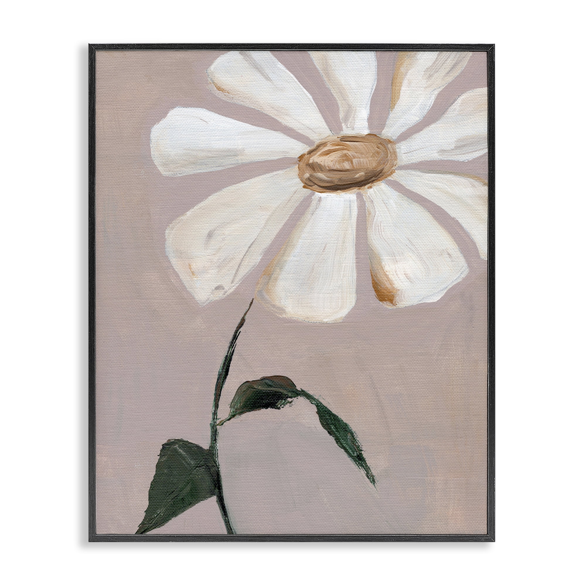 Stupell Industries Single Daisy Sprig Plants & Flowers Painting Black Framed Art Print Wall Art, 11 x 14